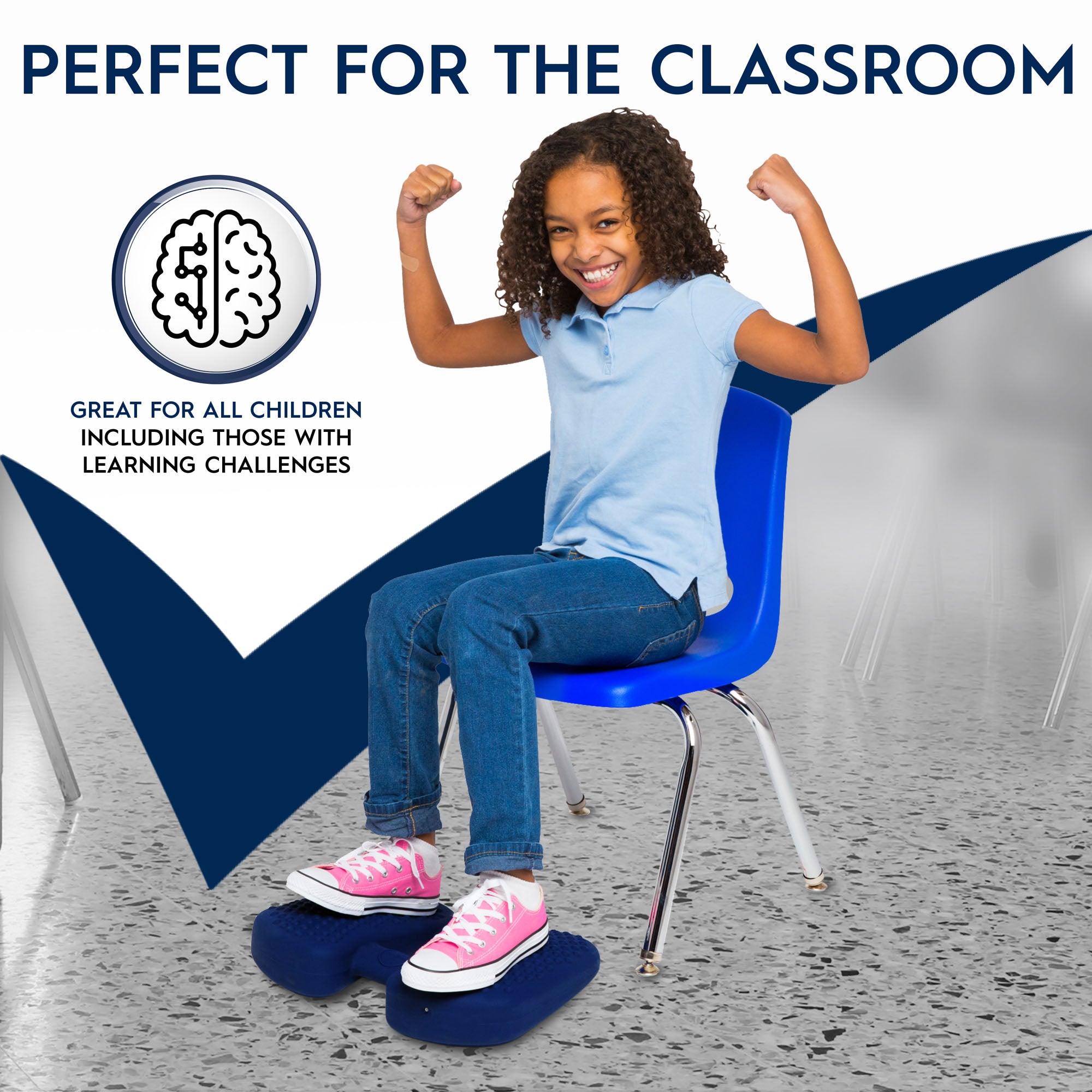 Bouncyband® Wiggle Feet Sensory Cushion for Kids - Improve Focus & Reduce Fidgeting - Flexible Seat Cushion for Classroom, Office & Home Use - ADHD & Autism Sensory Tool for Active Sitting