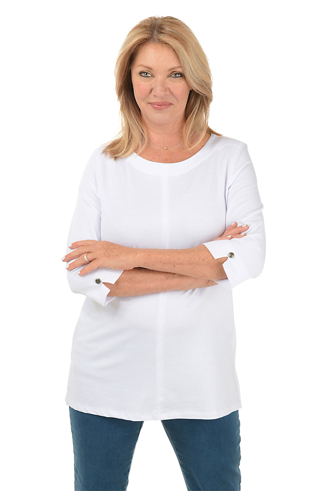 Stylish Button Sleeve Knit Tunic for Women - Comfortable Long Sleeve Pullover Top for Casual Wear, Office & Fall Outfits