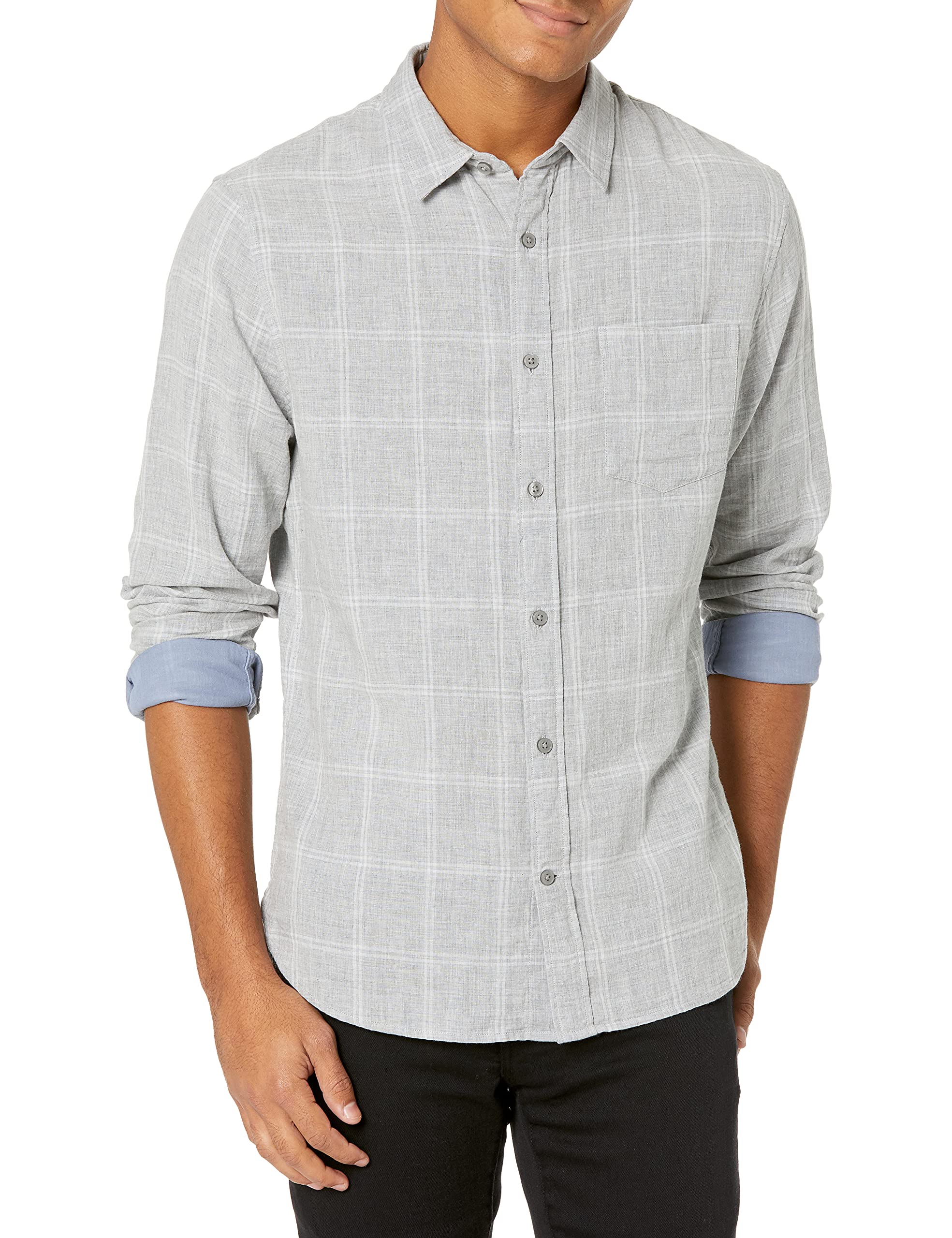 Vince Men's Double Face Windowpane Long Sleeve Shirt | Classic Plaid Button Down Dress Shirt for Business & Casual Wear | Perfect for Office, Date Night & Formal Events