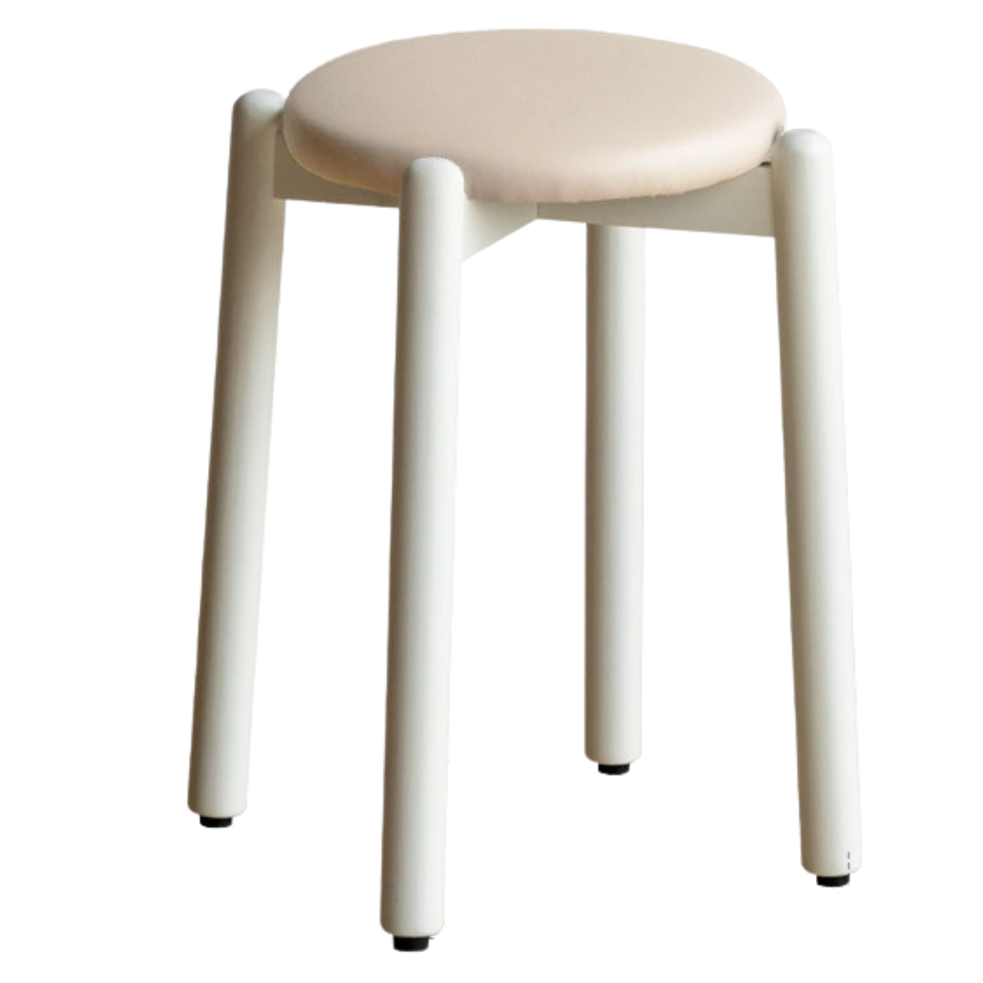 15.4x15.4x18.1 inch / 39.6x39.6x46сm / White color/ Rubber soft stool organic leather milk tea color*2