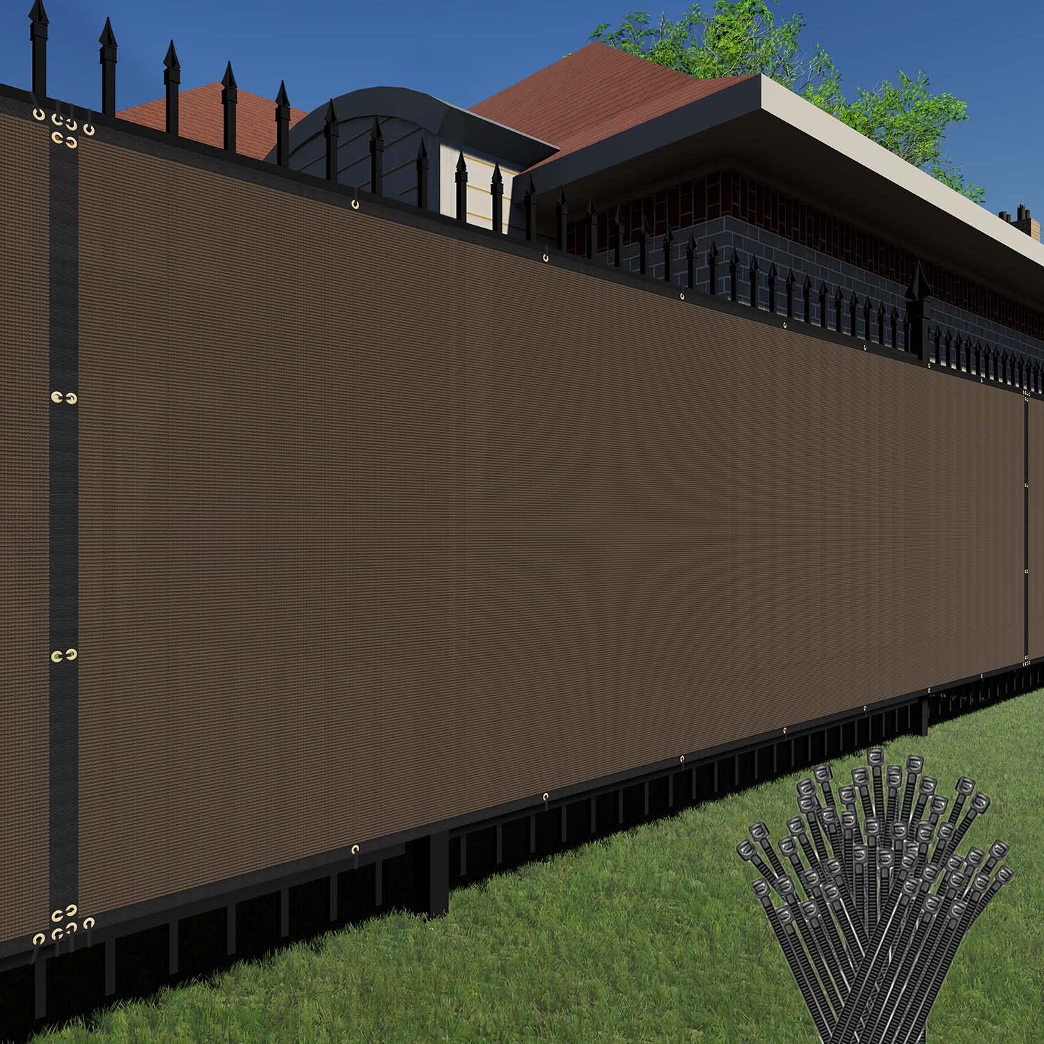 TANG Sunshades Depot 5'x41' Brown Privacy Fence Screen - Heavy Duty 150 GSM Netting with 88% UV Block & Excellent Airflow - Perfect for Tennis Courts, Parks, Schools & Home Backyards - 3 Year Warranty