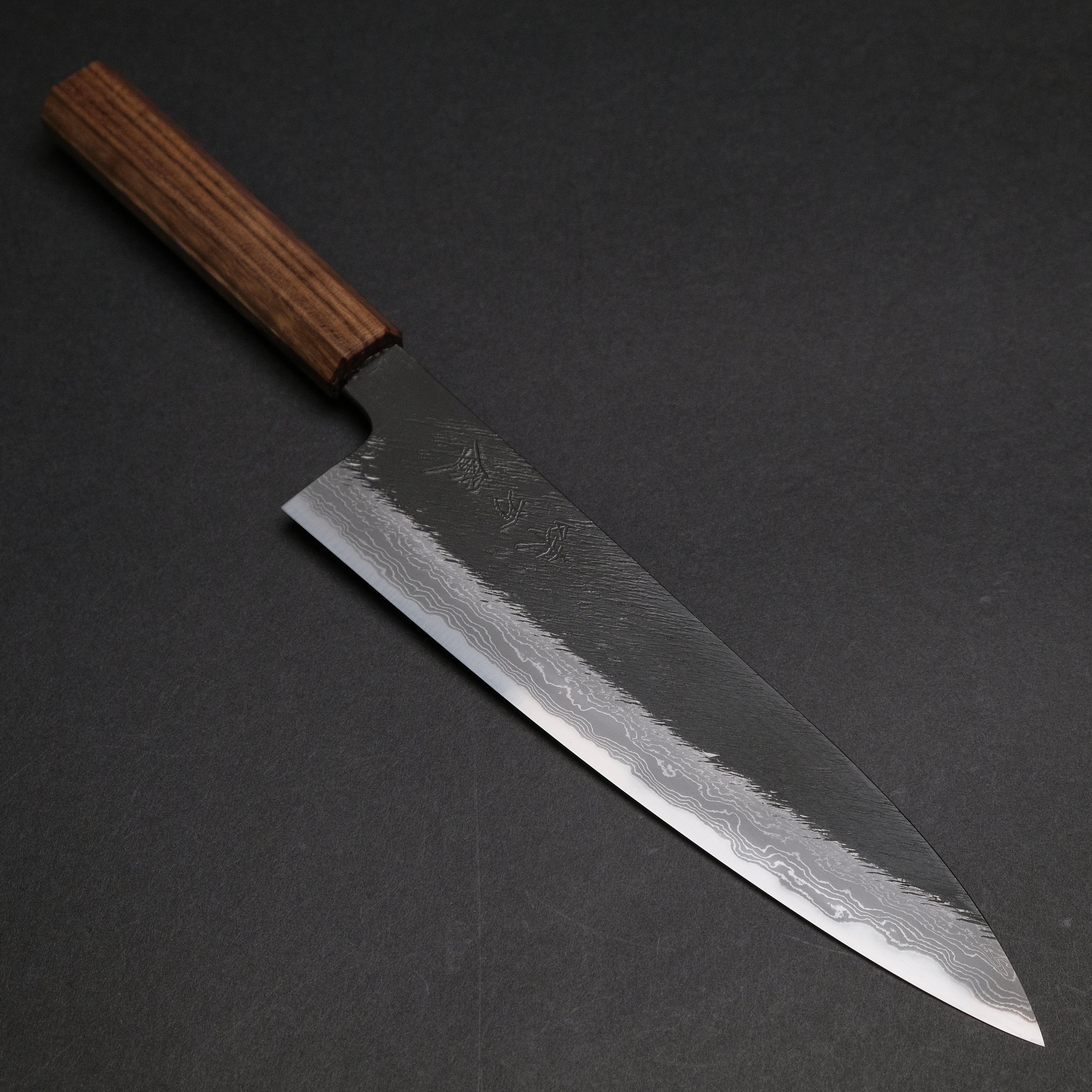 Premium Ajikataya White #2 Matsuba Damascus Gyuto 210mm Japanese Chef Knife with Ebony Handle - Perfect for Sushi, Meat Slicing & Professional Kitchen Use (#14)
