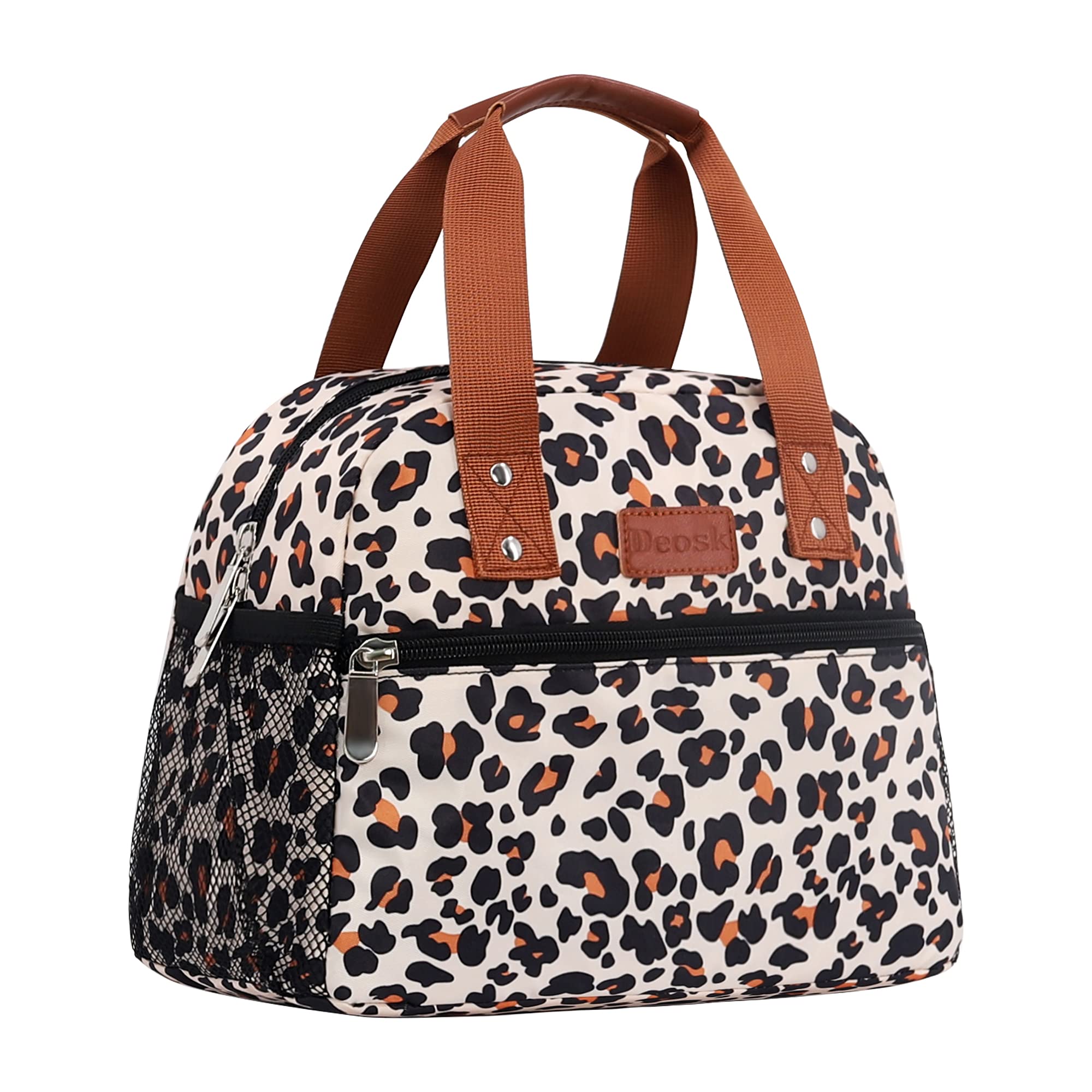 Insulated Lunch Bag for Women - Freezable Reusable Cooler Tote with Pocket for Work, School & Picnic (Leopard Print) | Perfect for Office, Outdoor Activities & Meal Prep