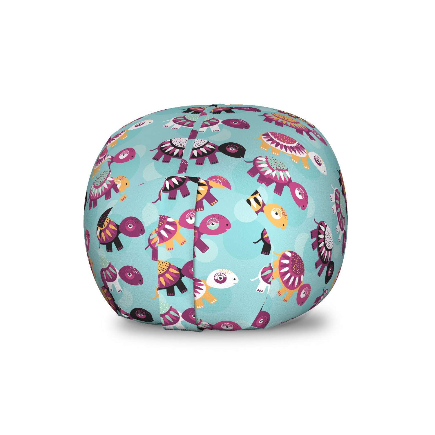 Ambesonne Turtle Toy Storage Bag Chair - Colorful Animal Design with Ornaments, Washable Stuffed Animal Organizer (Small, Pale Blue) | Kids' Room Decor & Playroom Storage Solution