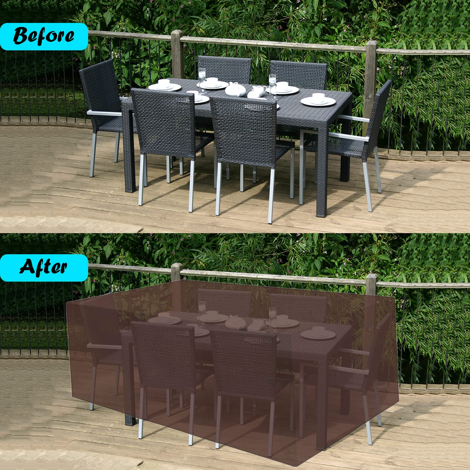 Waterproof Heavy Duty Oxford Fabric Rectangular Patio Furniture Cover 79x79x33 Inches - Outdoor Table and Chair Set Protector for Garden, Backyard, Deck & Poolside Use