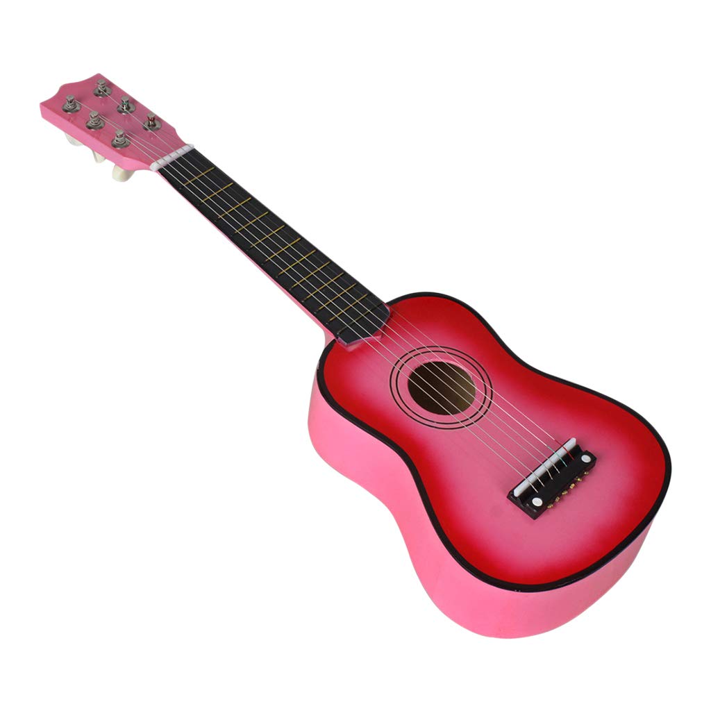 YIJU 21 Inch Solid Wood Acoustic Guitar for Kids & Beginners - 6 String Pink Guitar for Music Learning, Practice & Performance - Perfect for Home, School & Stage Use