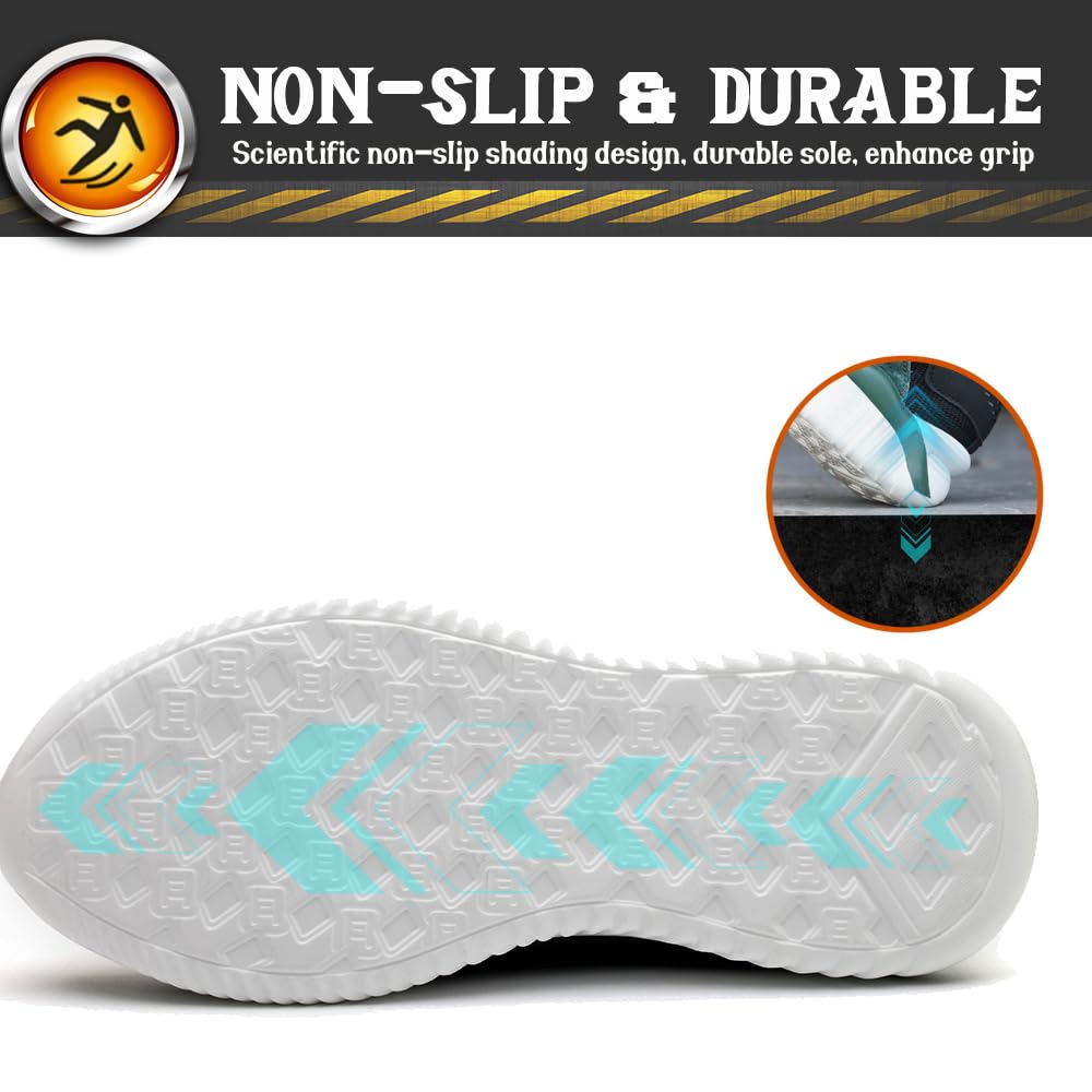 **Steel Toe Work Shoes for Men & Women - Lightweight, Breathable Safety Sneakers for Construction & Industrial Use - Durable & Comfortable for Warehouse, Factory & Outdoor Work**