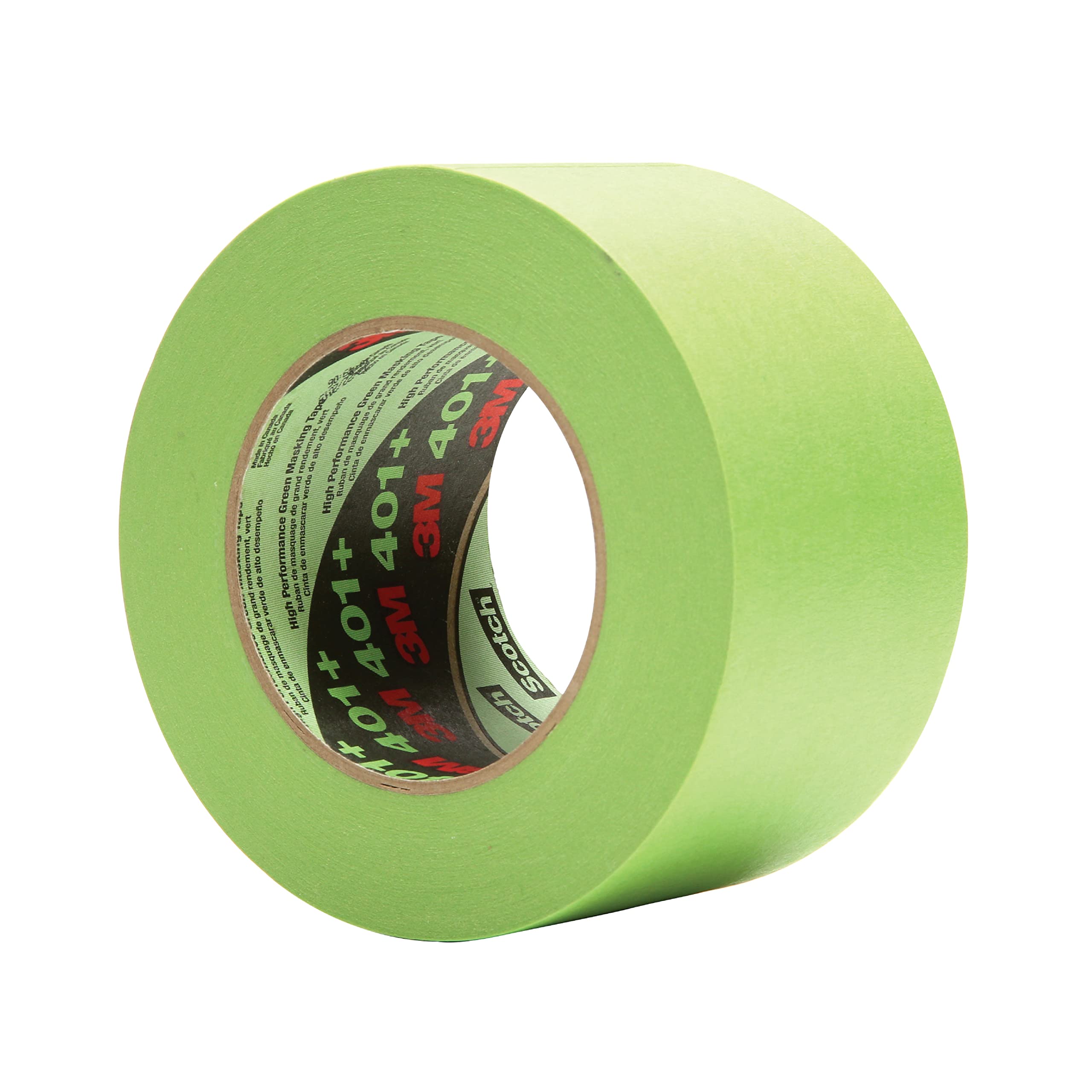 3M 401+ High Performance Green Masking Tape - 72mm x 55m, 6.4 mil Thickness - Superior Adhesion, Clean Removal, Paint-Bleed Resistant for Professional Painting, DIY Projects, and Home Renovations - 8 Rolls per Case