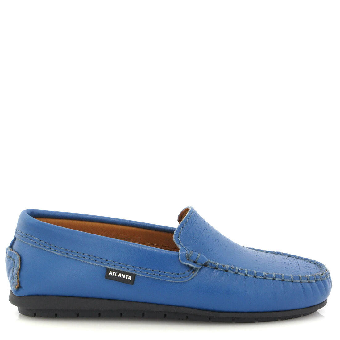 Royal Blue Atlanta Moccasin Loafers for Men - Hand-Stamped Leather Slip-On Shoes for Business Casual & Office Wear