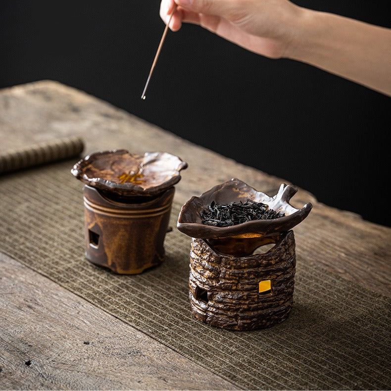 Natural Wood Stump Tea Leaf Wax Warmer - Aromatherapy Candle Melter for Home Decor, Relaxation & Gifts
