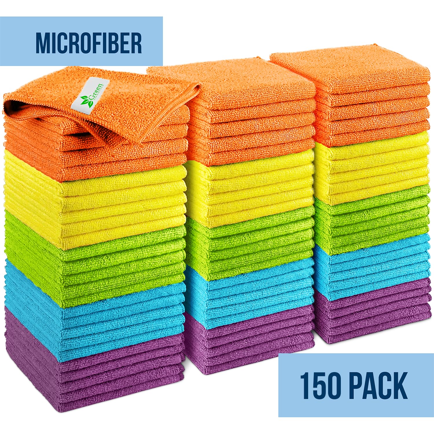 Premium Microfiber Cleaning Cloths 150-Pack - Ultra Soft Chamois Cloth for Car Detailing, Dusting & Household Cleaning (11.5