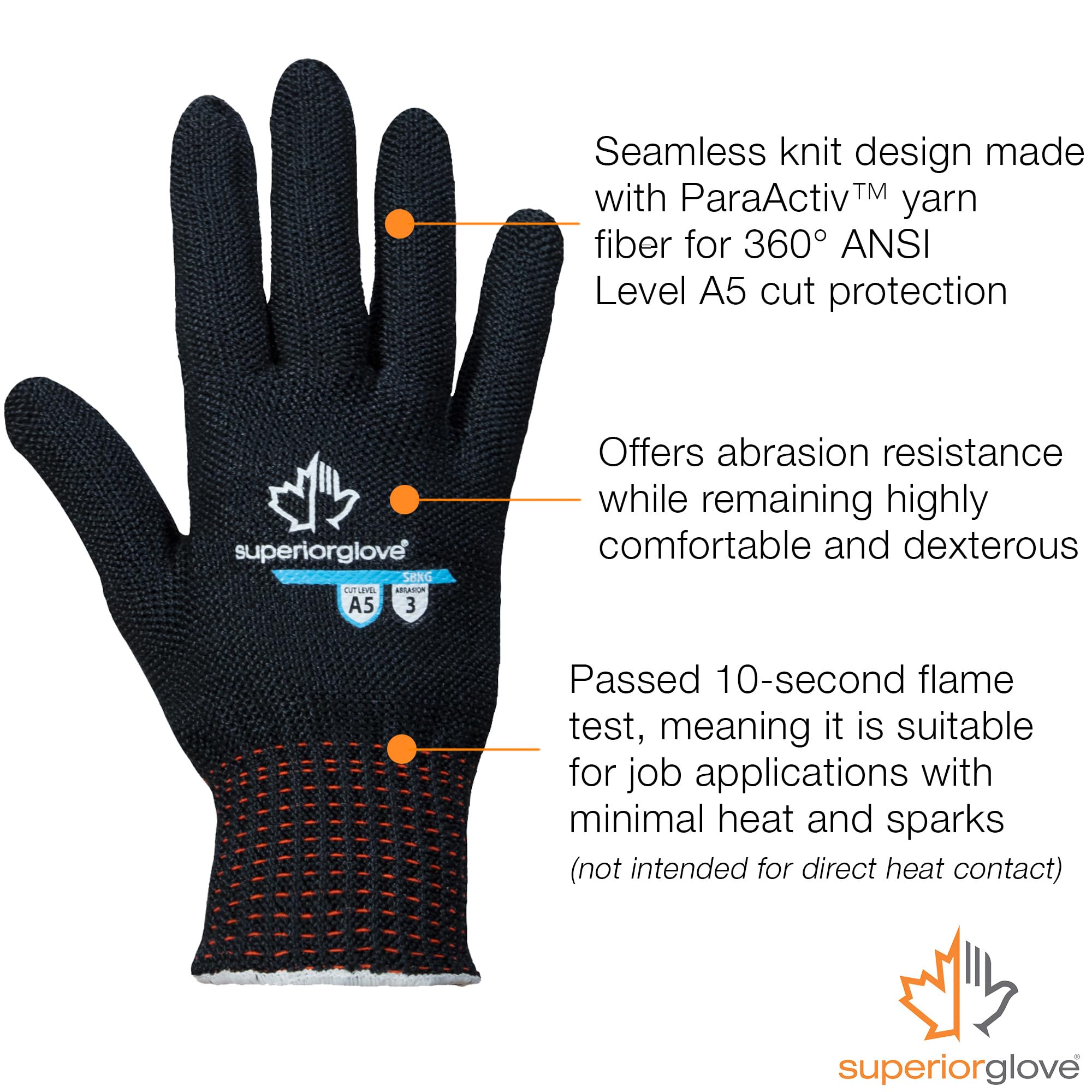 Contender Cut & Heat Resistant Work Gloves - Black Ambidextrous Reusable Safety Gloves for Adults (1 Pair) - Ideal for Welding, Construction & DIY Projects