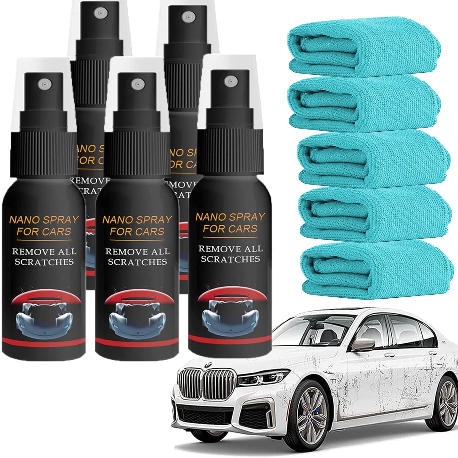 Car Scratch Repair Nano Spray Kit - 50ML | Easy Paint Scratch & Water Spot Remover for Auto Detailing | Perfect for Glasscoat Polish & Car Maintenance | Use for DIY Car Care, Professional Detailing & Vehicle Restoration