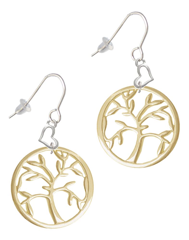 Tree of Life Heart Earrings - French Hook for Daily Wear