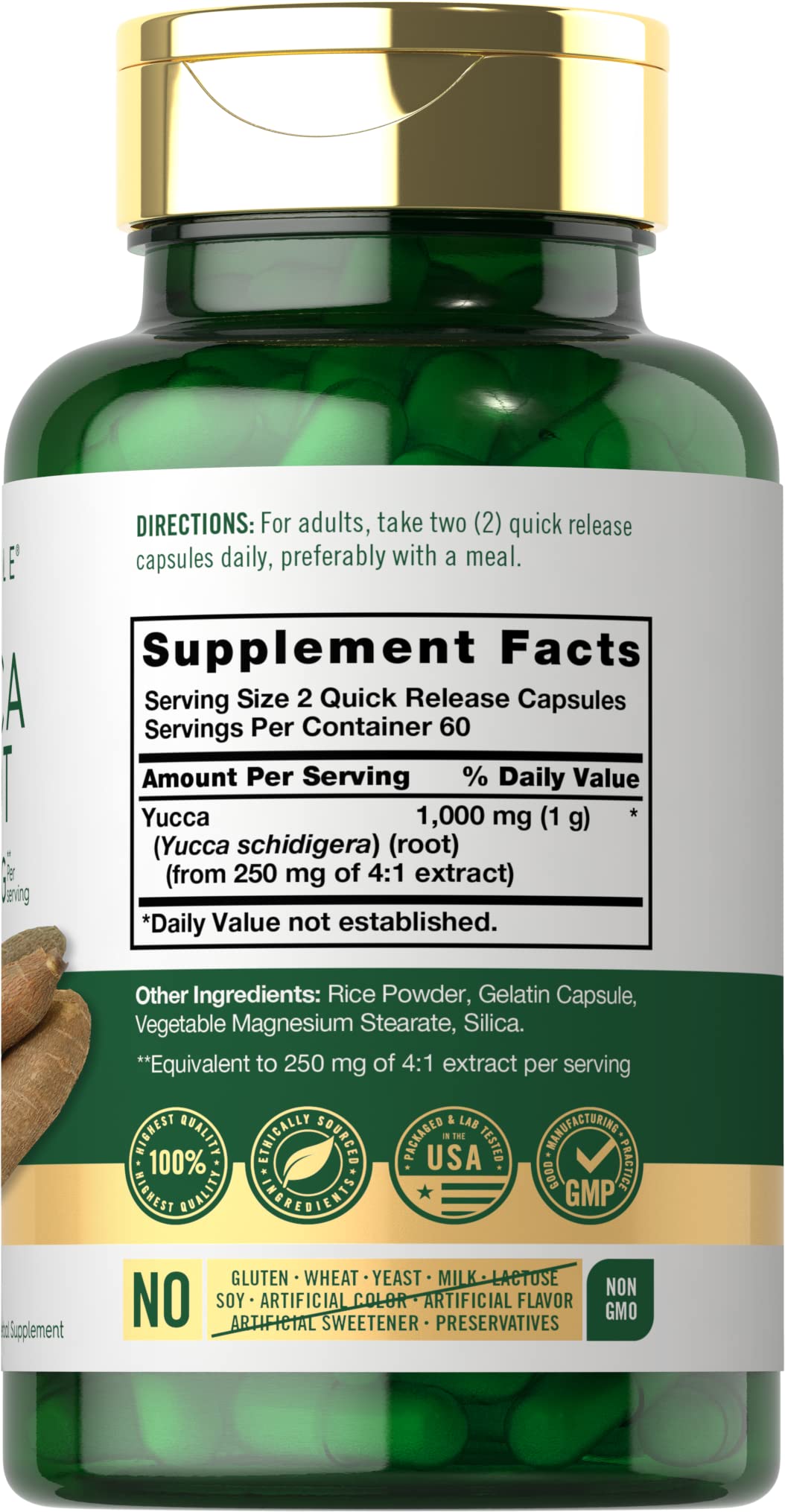 Carlyle Yucca Root Supplement 1000mg | 120 Capsules | Non-GMO, Gluten Free Extract | Supports Joint Health & Digestion | for Active Lifestyles & Wellness Routines