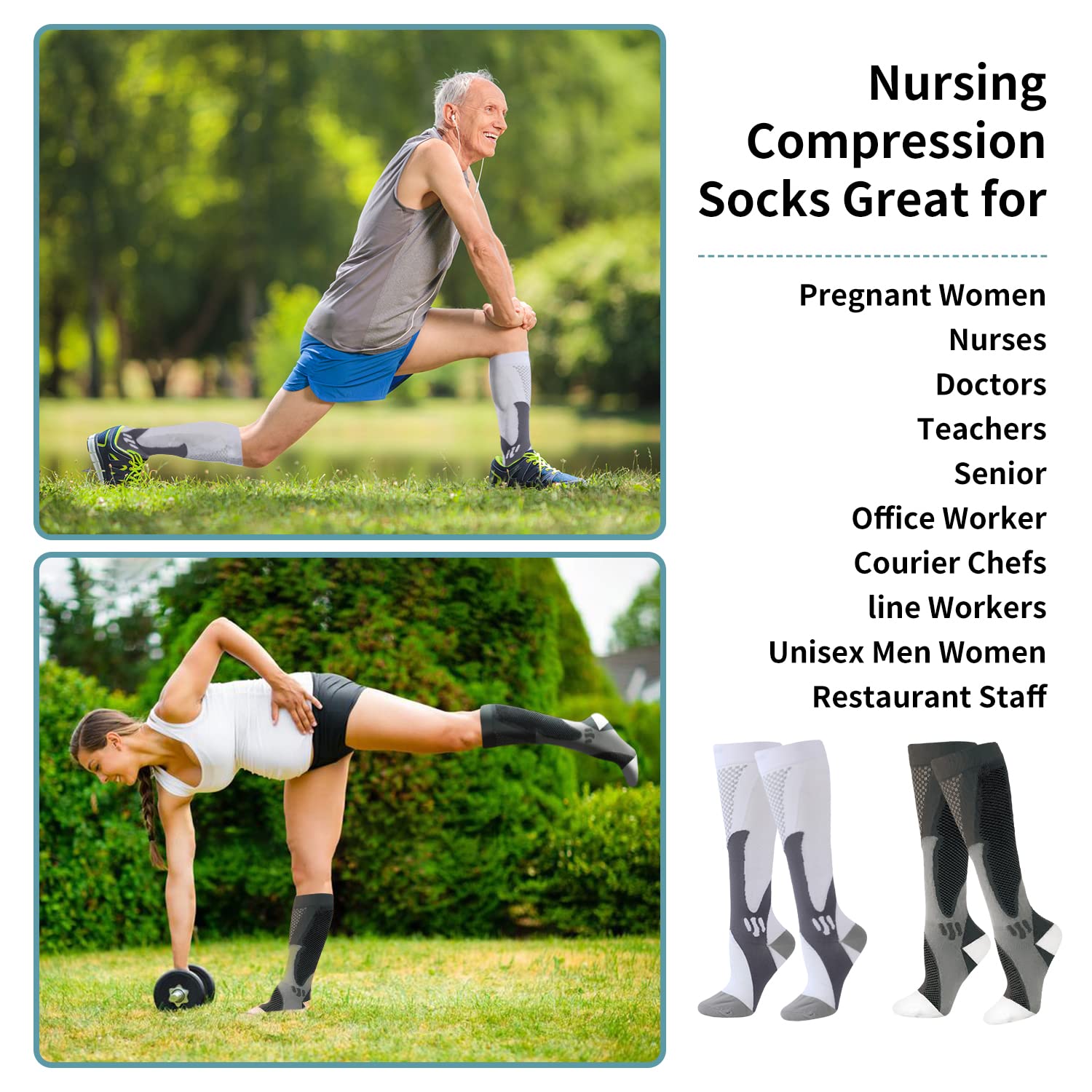 Wide Calf Compression Socks for Women & Men (M-4XL) - 20-30mmHg Plus Size Support Socks - Ideal for Nurses, Pregnancy & Varicose Vein Relief - Perfect for Long Shifts, Travel & Post-Workout Recovery