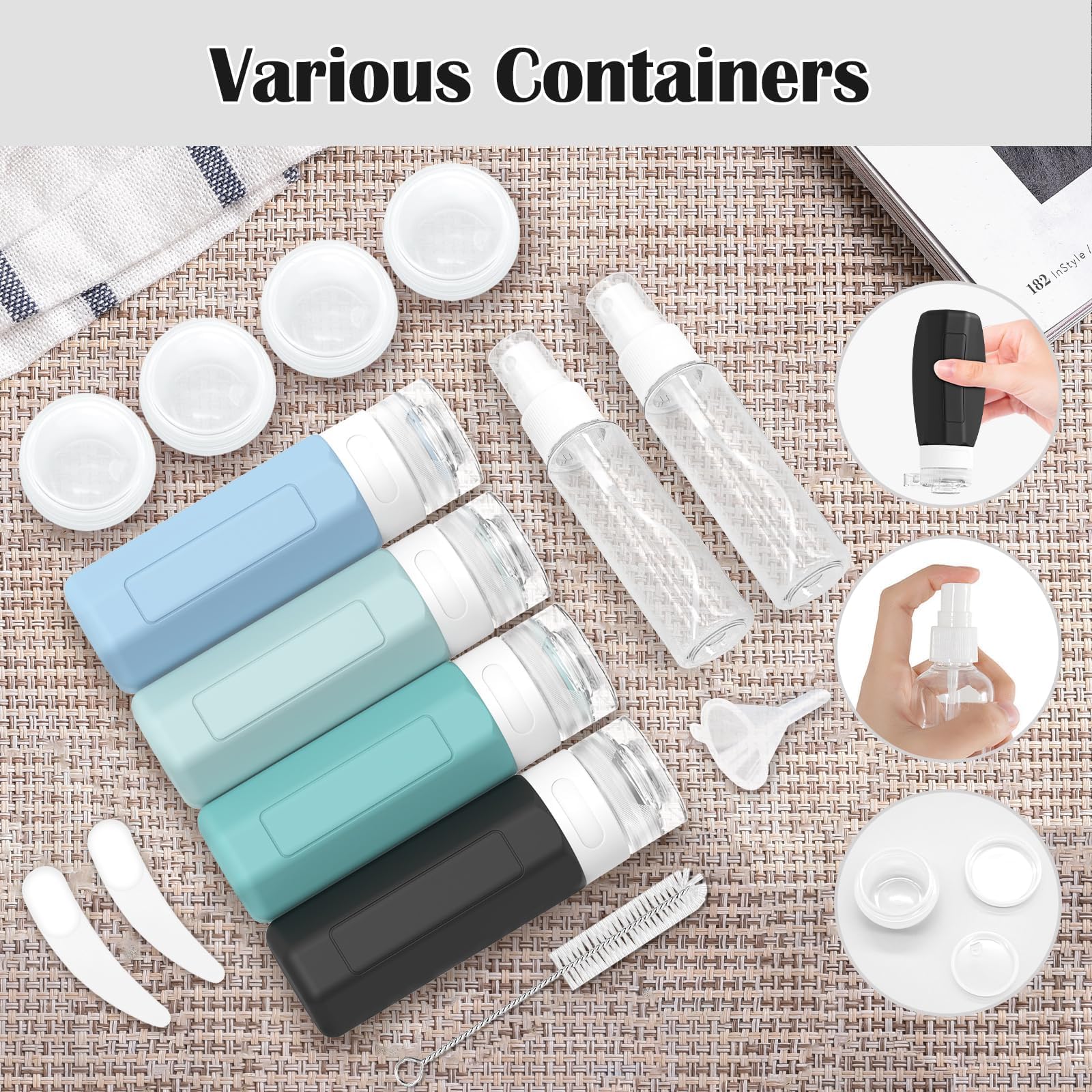 17PCS TSA Approved Leak Proof Travel Bottles Kit - Silicone Toiletries Containers for Shampoo, Conditioner & Lotion | Perfect for Airplane Carry-on, Vacation & Business Trips