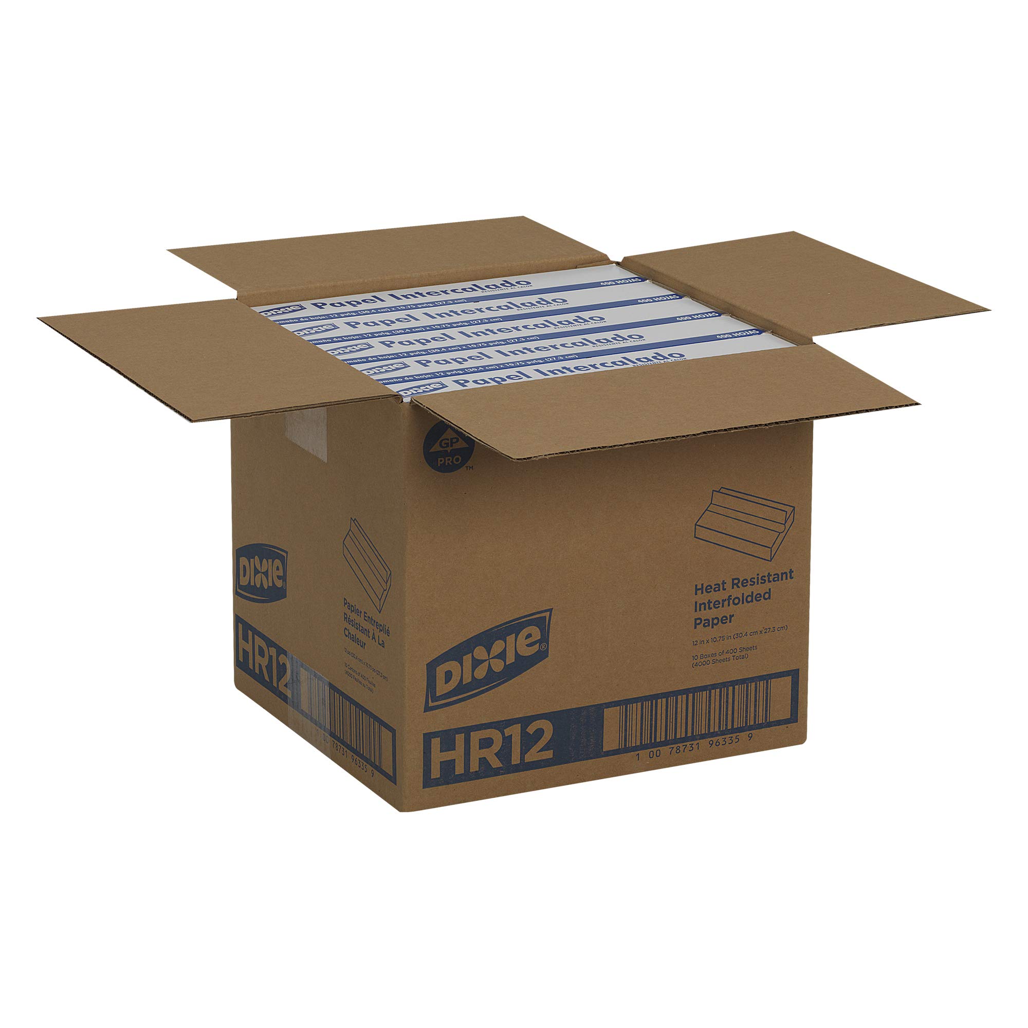 GP PRO Dixie Heat-Resistant Interfolded Paper Liners, White, 10.75 x 12 Inches, 4000 Count (10 Boxes of 400 Liners) – Ideal for Restaurants, Cafes & Food Service Businesses