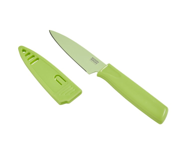 Kuhn Rikon 3.5 Inch Paring Knife - Sharp Stainless Steel Blade, Ergonomic Handle, Multiple Colors - Perfect for Peeling, Slicing Fruits & Vegetables in Kitchen