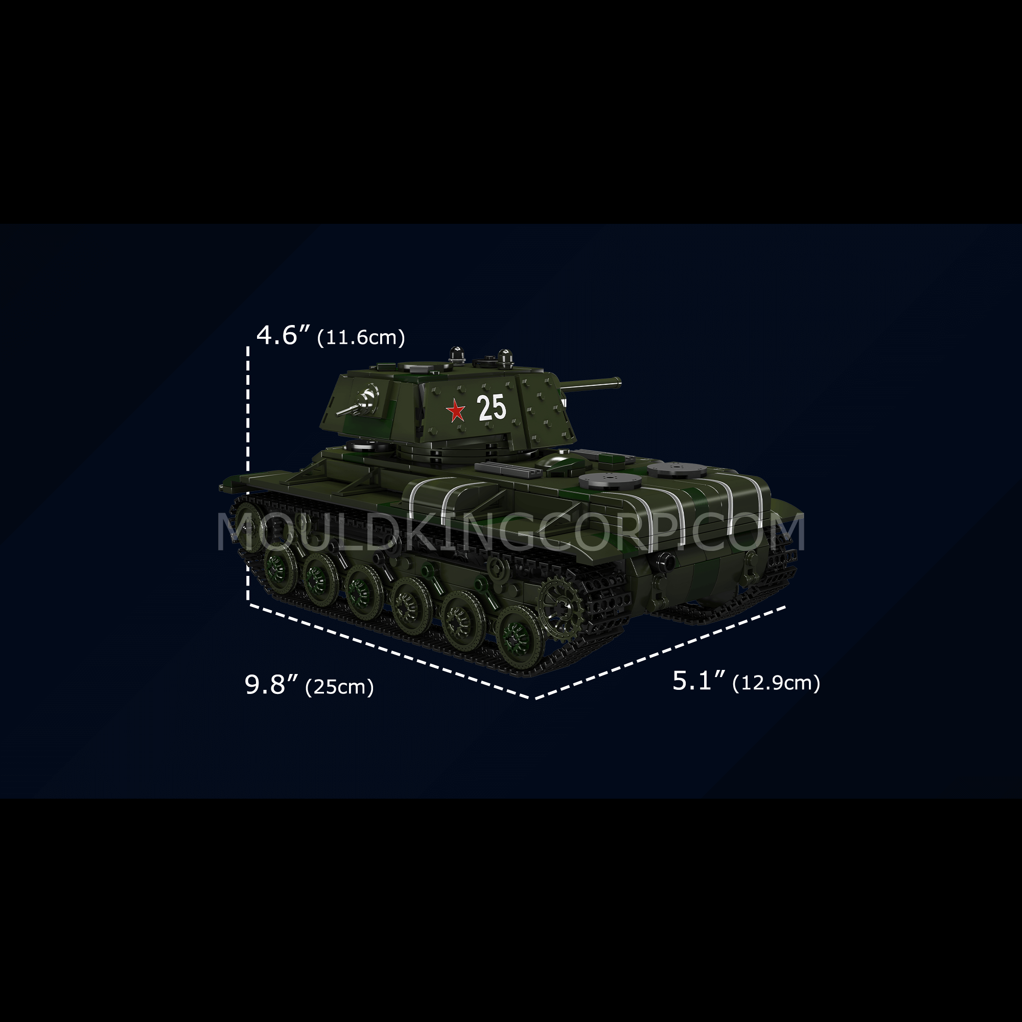 MOULD KING 20025 KV-1 Tank Remote Control Building Blocks Set - 924 PCS Military Model Kit for Adults & Teens | DIY RC Tank Toy for Collectors, Gift, Battle Simulation & Display