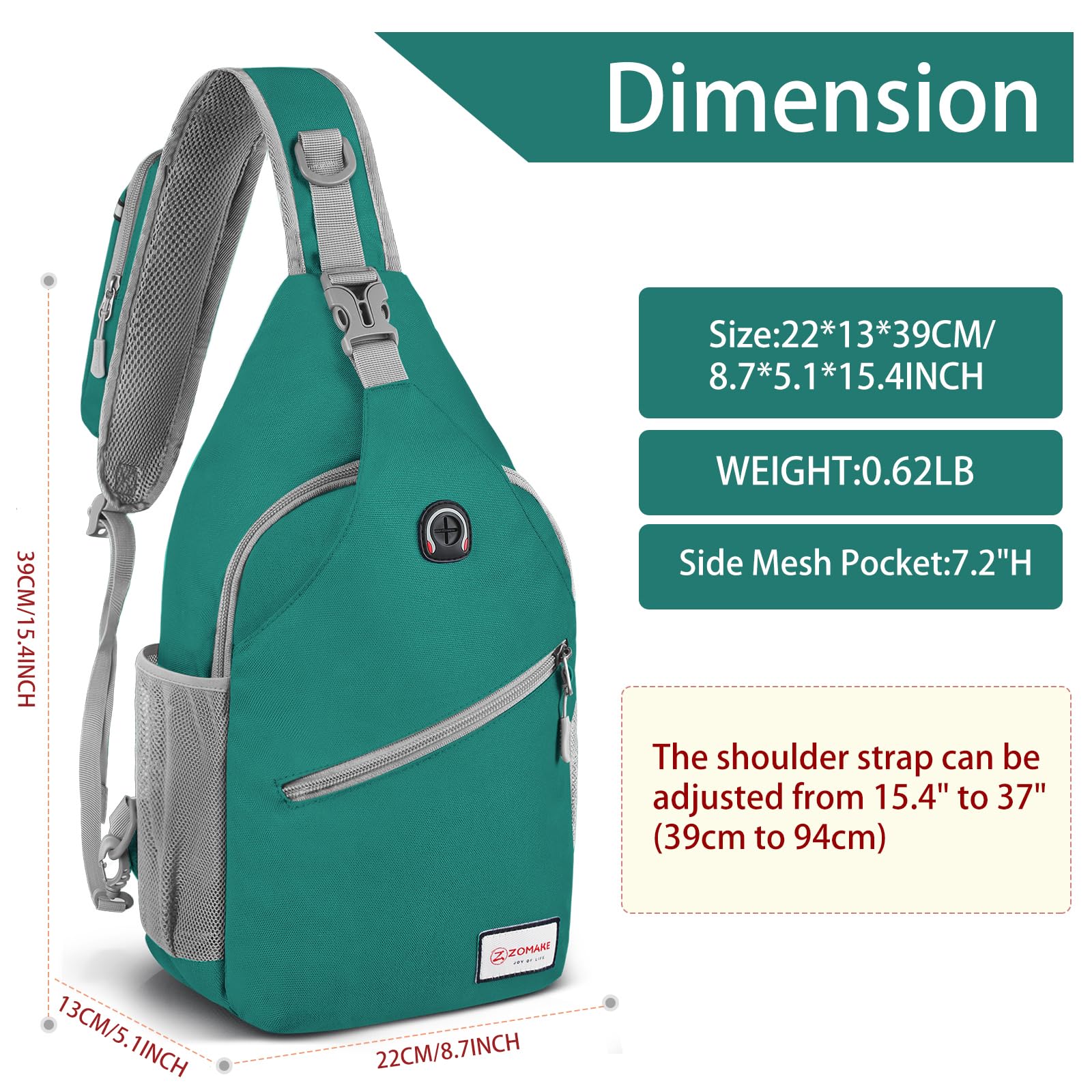 ZOMAKE Unisex Sling Bag - Lightweight Water-Resistant Crossbody Backpack for Travel, Hiking & Sports | Anti-Theft Chest Shoulder Bag (Army Green) - Perfect for Daily Commute, Gym & Outdoor Adventures