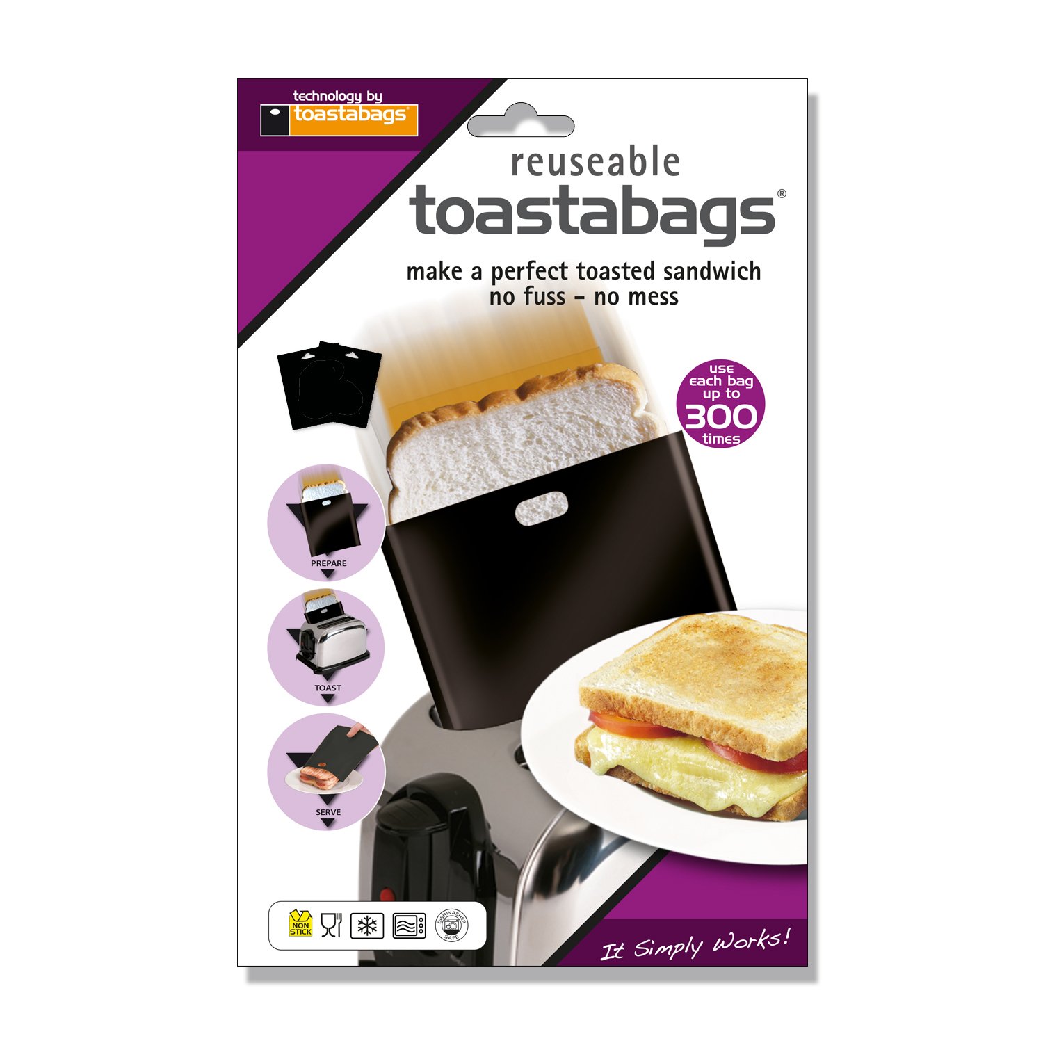 300-Pack Black Acrylic Toast Bags - 10 Pack of Durable, Reusable Sandwich & Snack Bags for Lunch, Picnics, and On-the-Go Meals