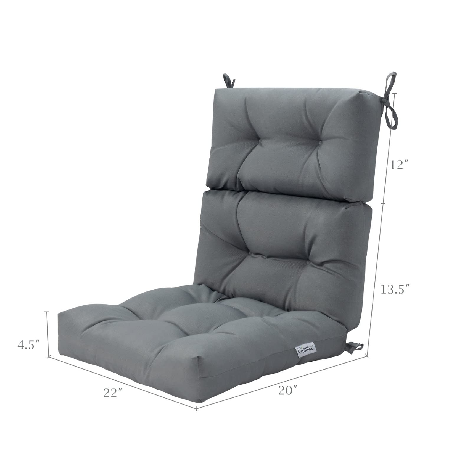 **Tangkula High Back Patio Chair Cushion Set of 2 – Tufted Non-Slip Outdoor Seat Cushions with Ties for Rocker, Glider & Wicker Furniture – Water-Resistant Grey Cushions for Indoor & Outdoor Use (Perfect for Porch, Deck, Garden & Poolside Relaxation)**