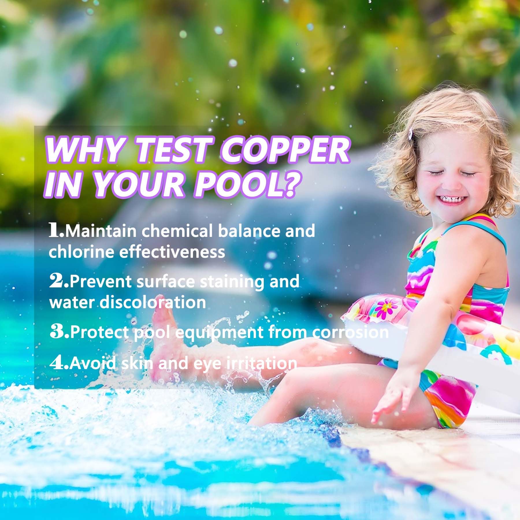 **Pool Copper Test Strips – Accurate 0-2 ppm Copper Level Testing for Pools & Spas (5 Strips) – Monitor Water Safety for Swimming & Hot Tub Maintenance**
