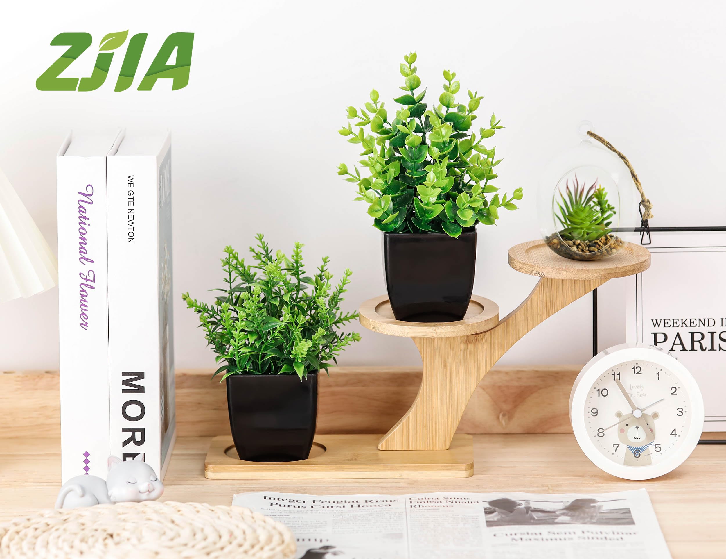 2 Pack Small Fake Plants - Black Artificial Greenery for Bathroom, Bedroom, Kitchen Decor | Home Accessories for Modern Interior Design
