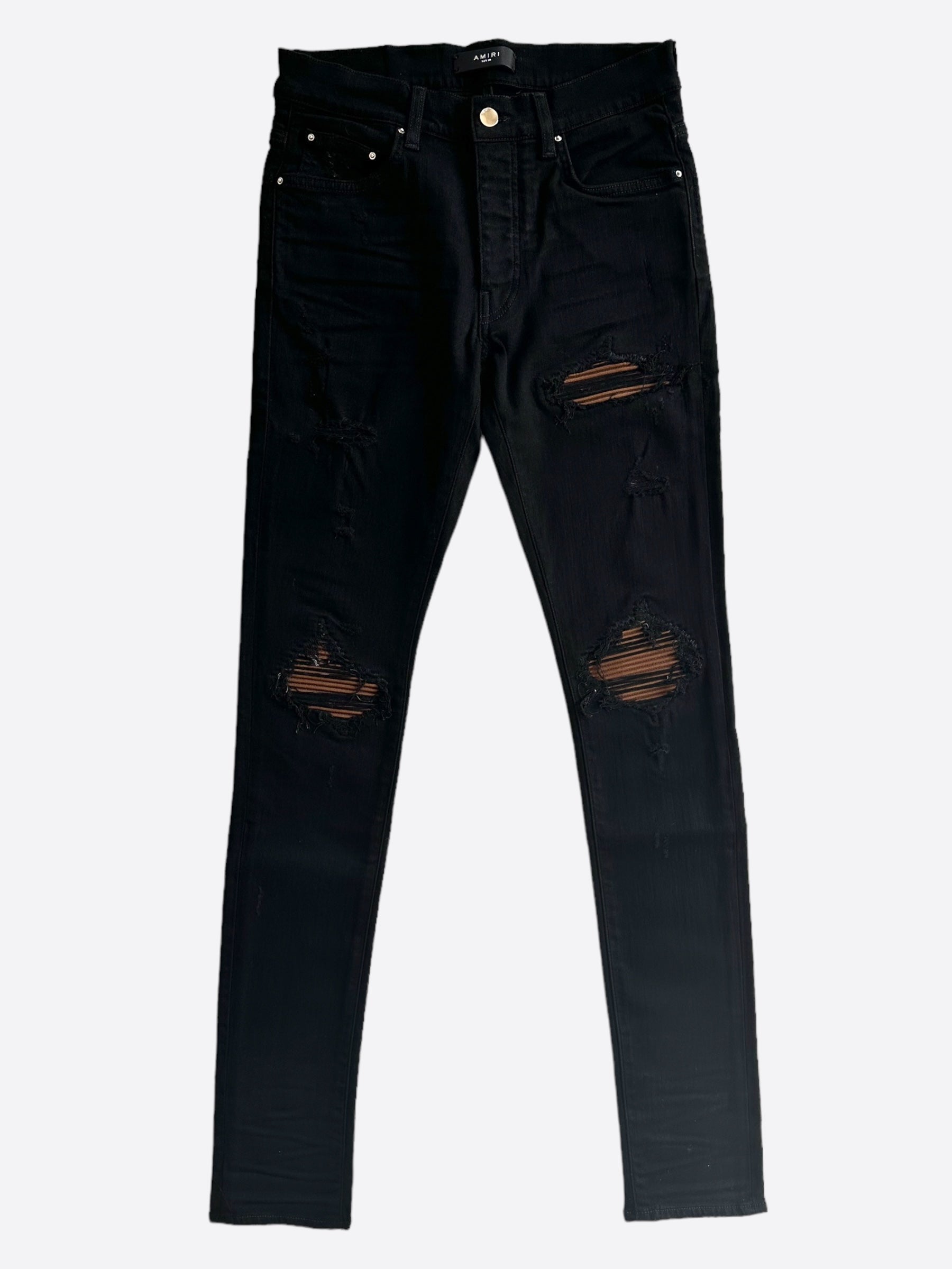 Amiri Black & Brown MX1 Jeans for Men - Premium Distressed Denim Pants | Streetwear Fashion, Casual Wear & Night Out Outfits