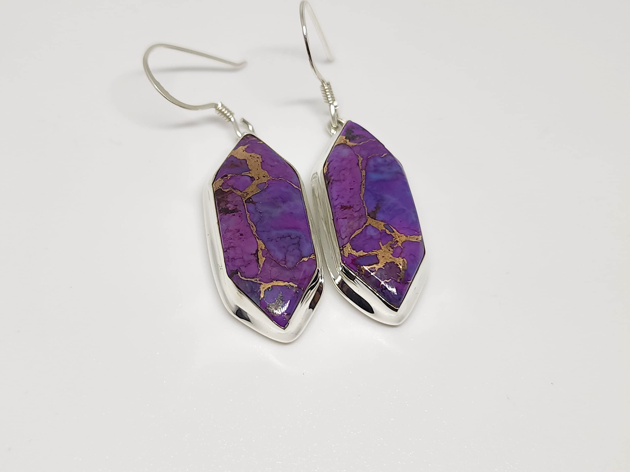 Purple Turquoise Silver Earrings for Women - Elegant Drop Dangles for Gifts & Parties