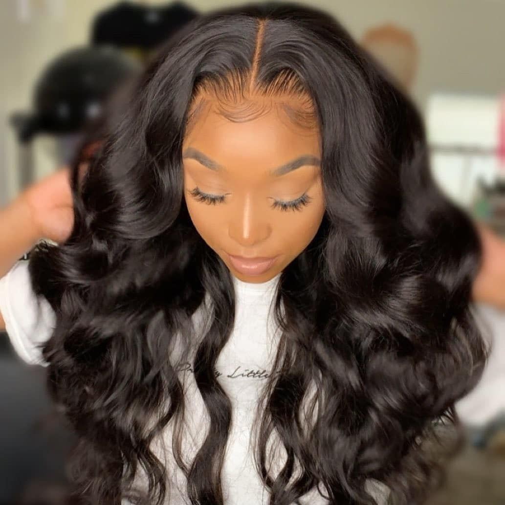 30 Inch Body Wave Lace Front Wigs Human Hair for Black Women - 13x4 HD Transparent 180% Density Pre-Plucked Natural Black Lace Frontal Wig - Perfect for Daily Wear, Cosplay, Weddings & Special Occasions