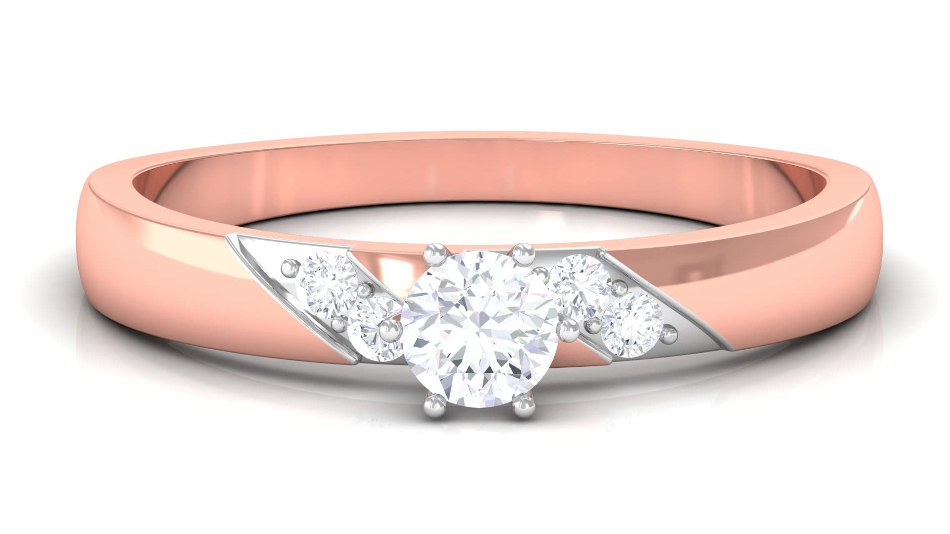 Rosec Jewels 1/2 CT Diamond Band Ring for Women - Certified 14K Solid Gold April Birthstone Ring | Elegant Solitaire Wedding Band, Anniversary Gift, Everyday Luxury Jewelry