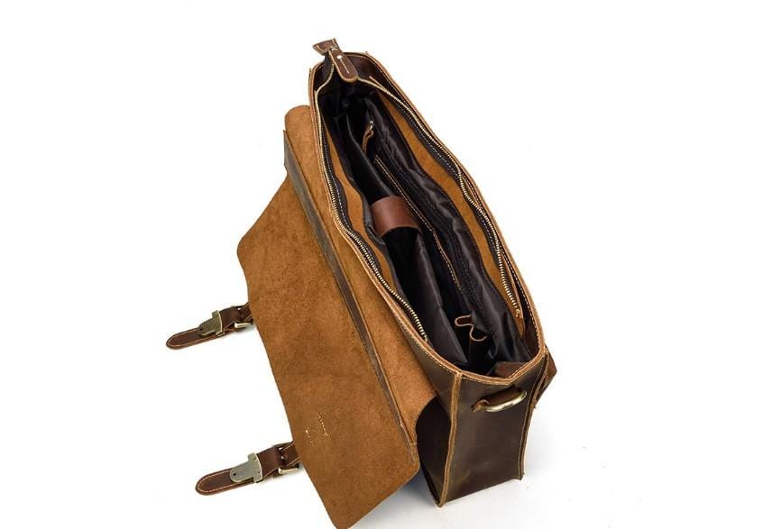 Premium Genuine Leather Messenger Bag for Men - Stylish Brown Satchel Briefcase for Work, Travel & Business (Ideal for Office, Commuting & Daily Use)