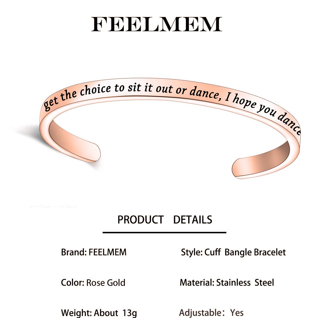FEELMEM Dancer Bracelet - Inspirational Dance Cuff Bangle for Dance Teachers & Lovers - Perfect for Dance Classes, Performances & Special Occasions