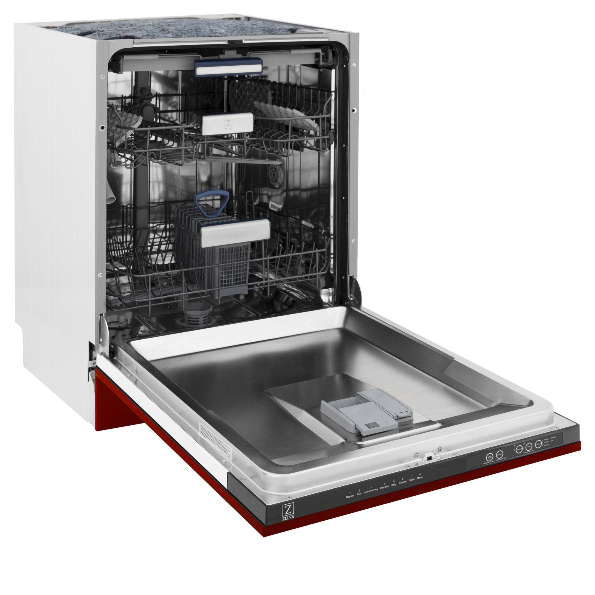 24 Inch Built-in Dishwasher with Red Gloss Panel & Stainless Steel Tub - Energy Star Certified DWV RG 24 Model for Modern Kitchens and Small Spaces