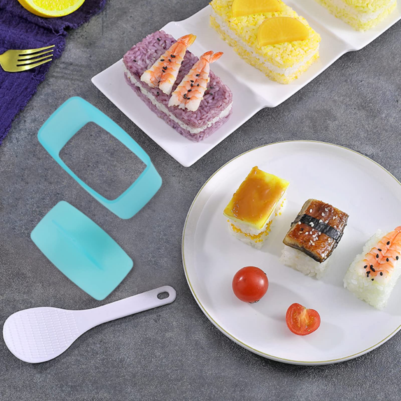3 Pack Non-Stick Onigiri Sushi Maker Mold Set - Large & Small Triangle Rice Ball Press with 2 Mini Rice Paddles - Perfect for Homemade Sushi, Bento Boxes & Japanese Cuisine