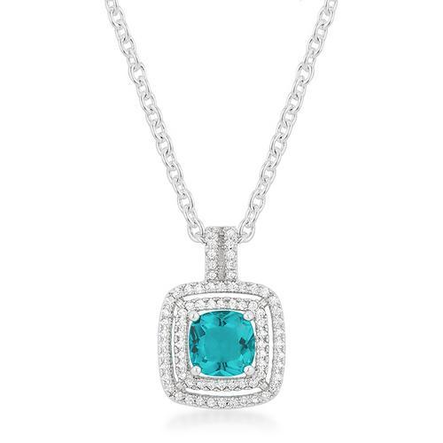Aqua Halo Stud Pendant Necklace - 925 Sterling Silver Water Drop Earrings for Women | Elegant Jewelry Gift for Her, Perfect for Weddings, Parties & Everyday Wear