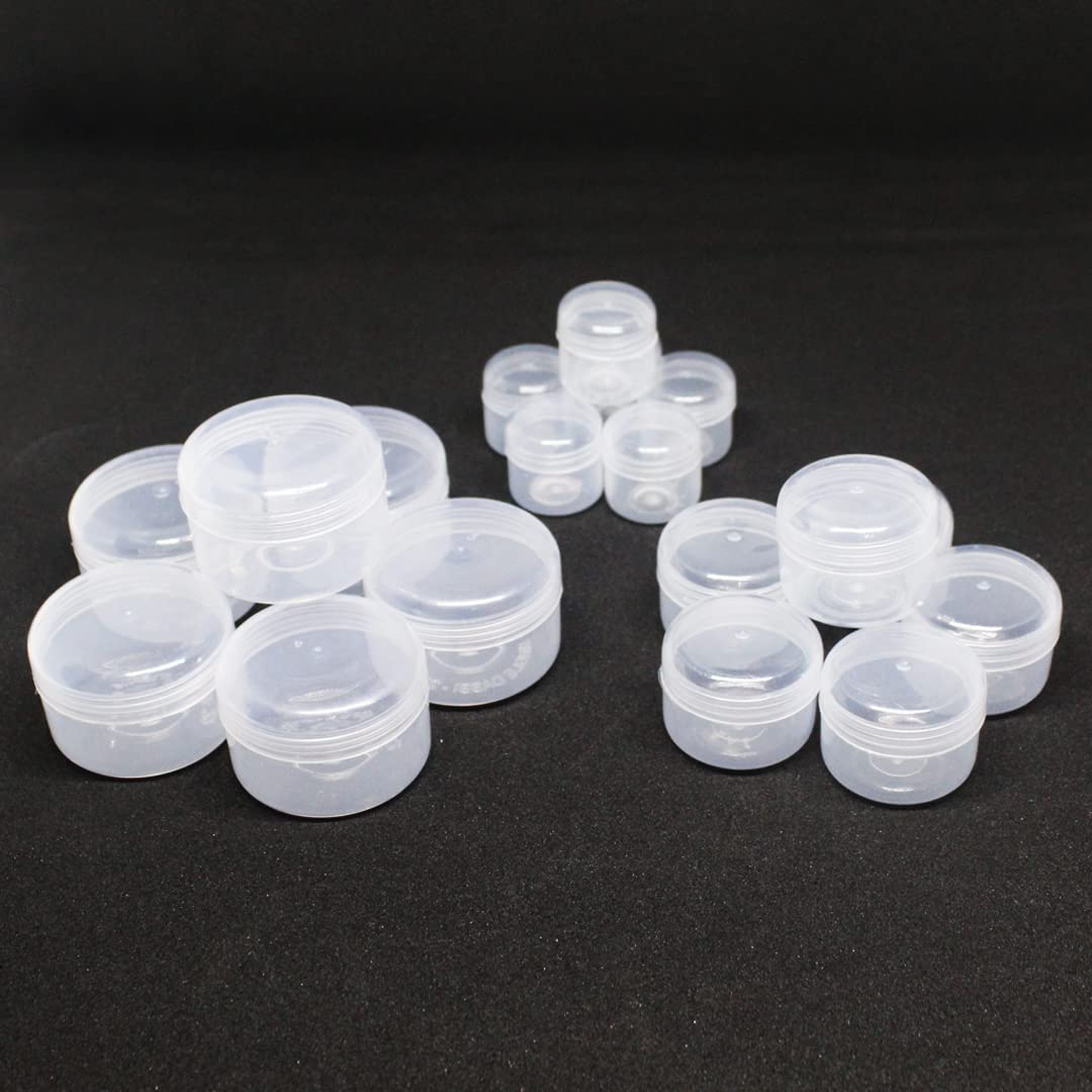 NSB Herbals Clear Transparent Empty Jars 5g/10g/20g - Small Containers for Eyeshadow, Makeup, Face Cream, Lip Balm, Jewelry, Watch Parts & Beads Storage - Perfect for DIY Cosmetics, Travel & Craft Organization
