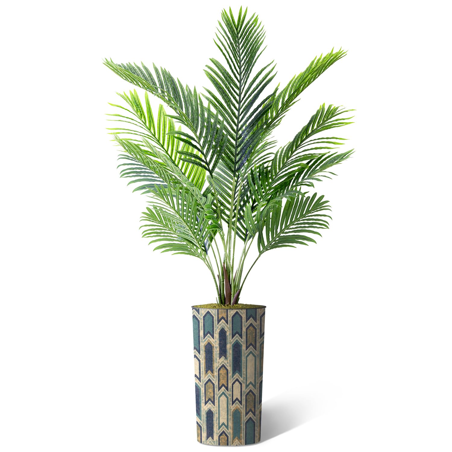 Modern Artificial Areca Palm Tree in Geometric Planter - 66