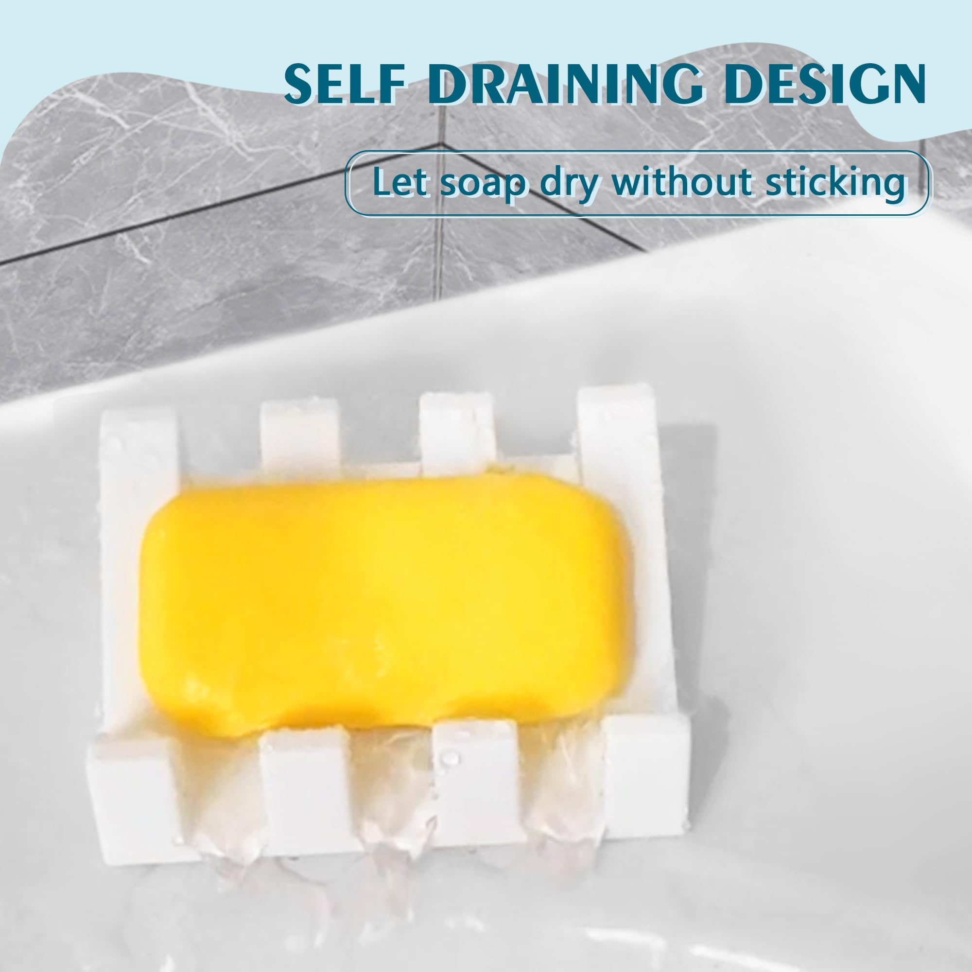 Upgraded Silicone Soap Dish with Drainage - Shower Bar Soap Holder for Bathroom Organization (White)