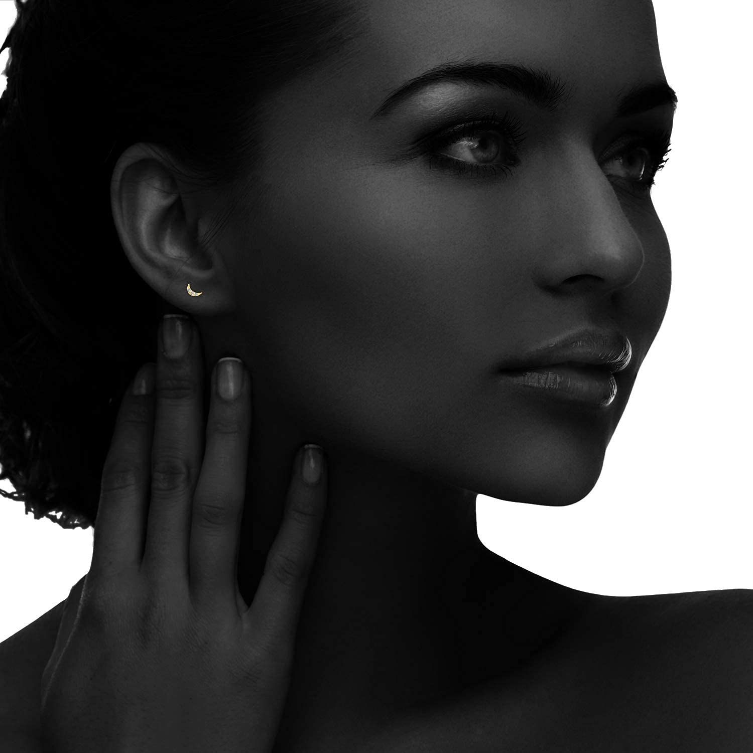 Tiny CZ Crescent Moon Stud Earrings in Sterling Silver - Dainty Minimalist Jewelry for Women, Perfect for Everyday Wear & Special Occasions