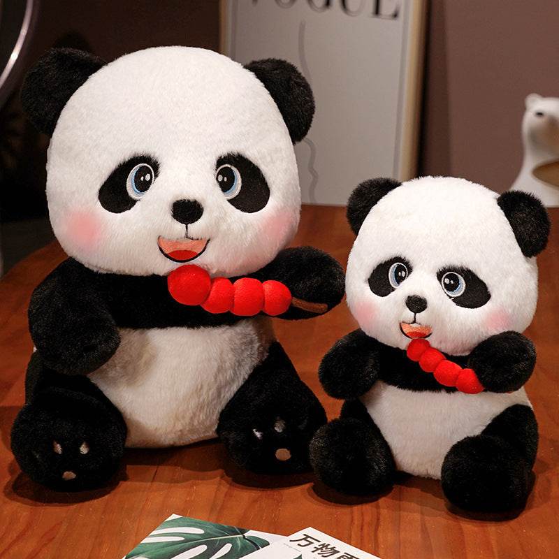 Cute Cherry Chomper Panda Plush Toy - Soft Stuffed Animal for Kids & Adults - Perfect for Cuddling, Gifts, and Home Decor