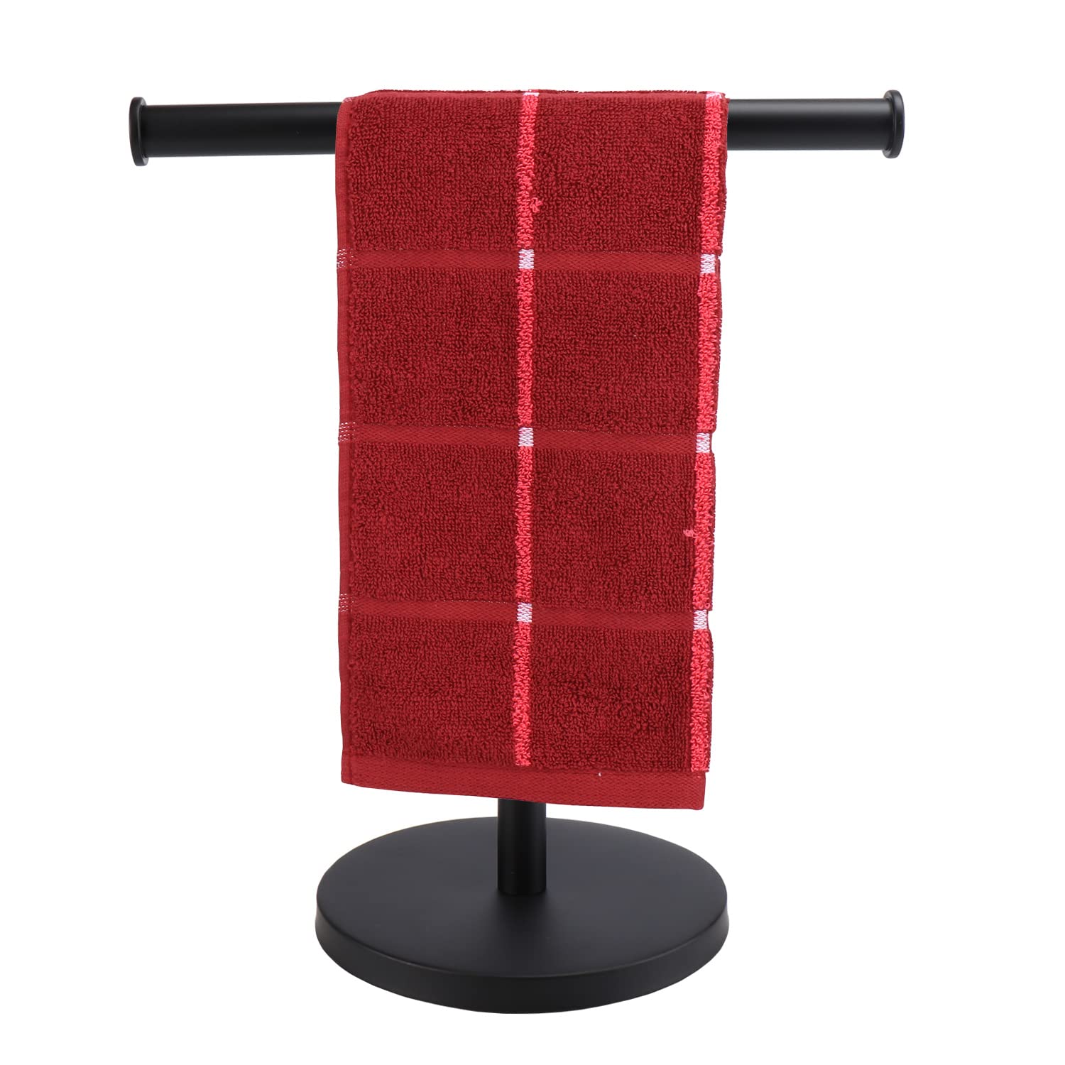 TocTen T-Shape Hand Towel Holder Stand - SUS 304 Stainless Steel Bathroom Towel Rack with Heavy Duty Base for Vanity Countertop (Matte Black) - Perfect for Bathroom, Kitchen & Guest Room Organization