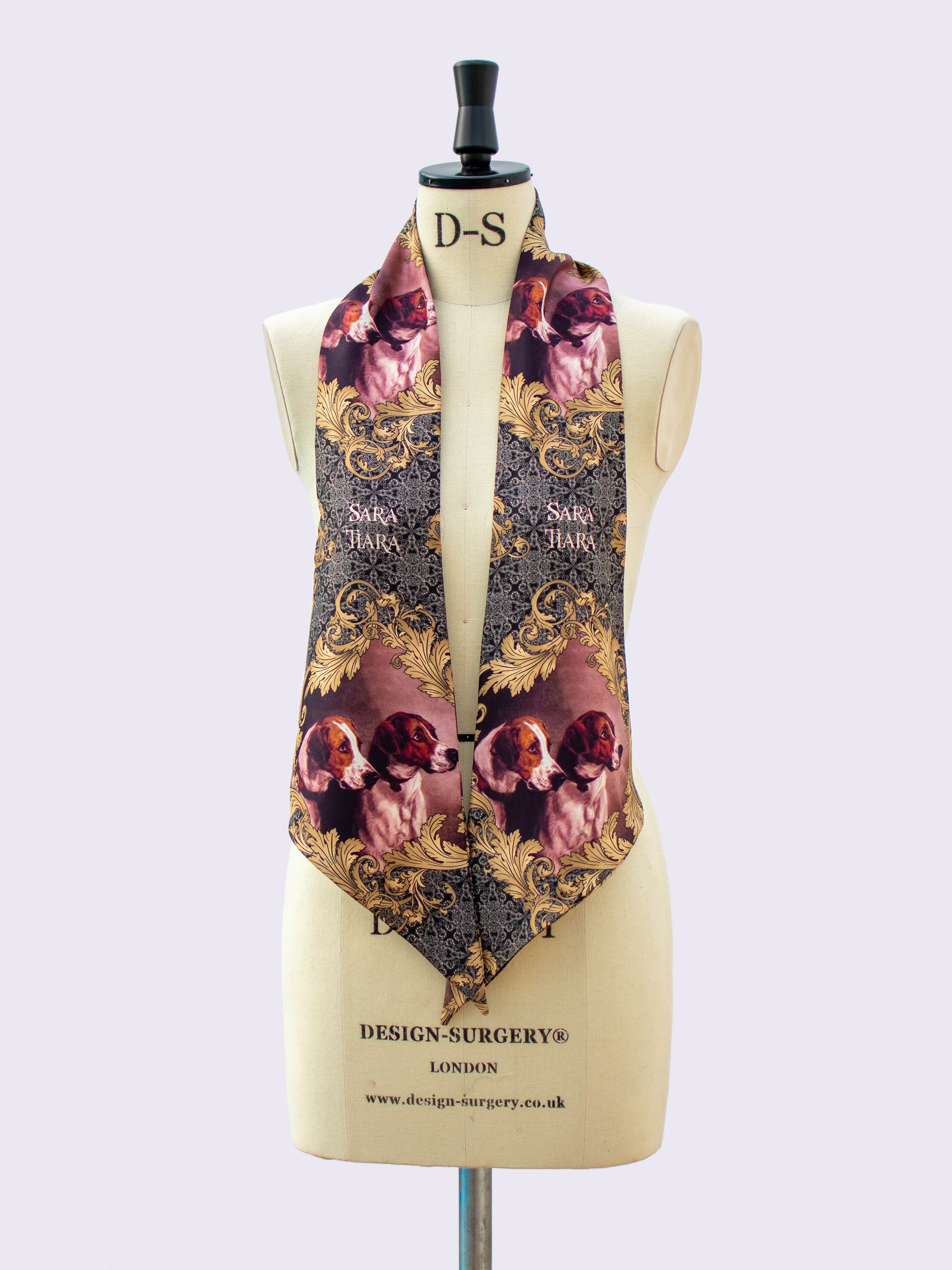 Fashionable Hound Print Silk Skinny Scarf - Lightweight & Elegant Women's Accessory for Office, Travel, and Special Occasions