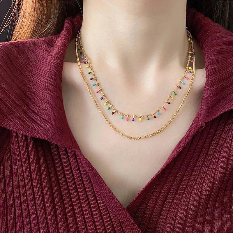Stylish Titanium Multi-Strand Beaded Necklace for Women | HN3042 | Elegant Layered Jewelry for Parties, Weddings & Everyday Wear