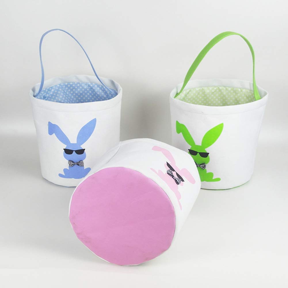 Forart Easter Bunny Bags - Easter Bunny Baskets for Kids, Easter Egg Hunt Basket with Bunny Canvas Tote for Candy, Eggs & Gifts - Perfect for Easter Celebrations, Egg Hunts & Party Favors