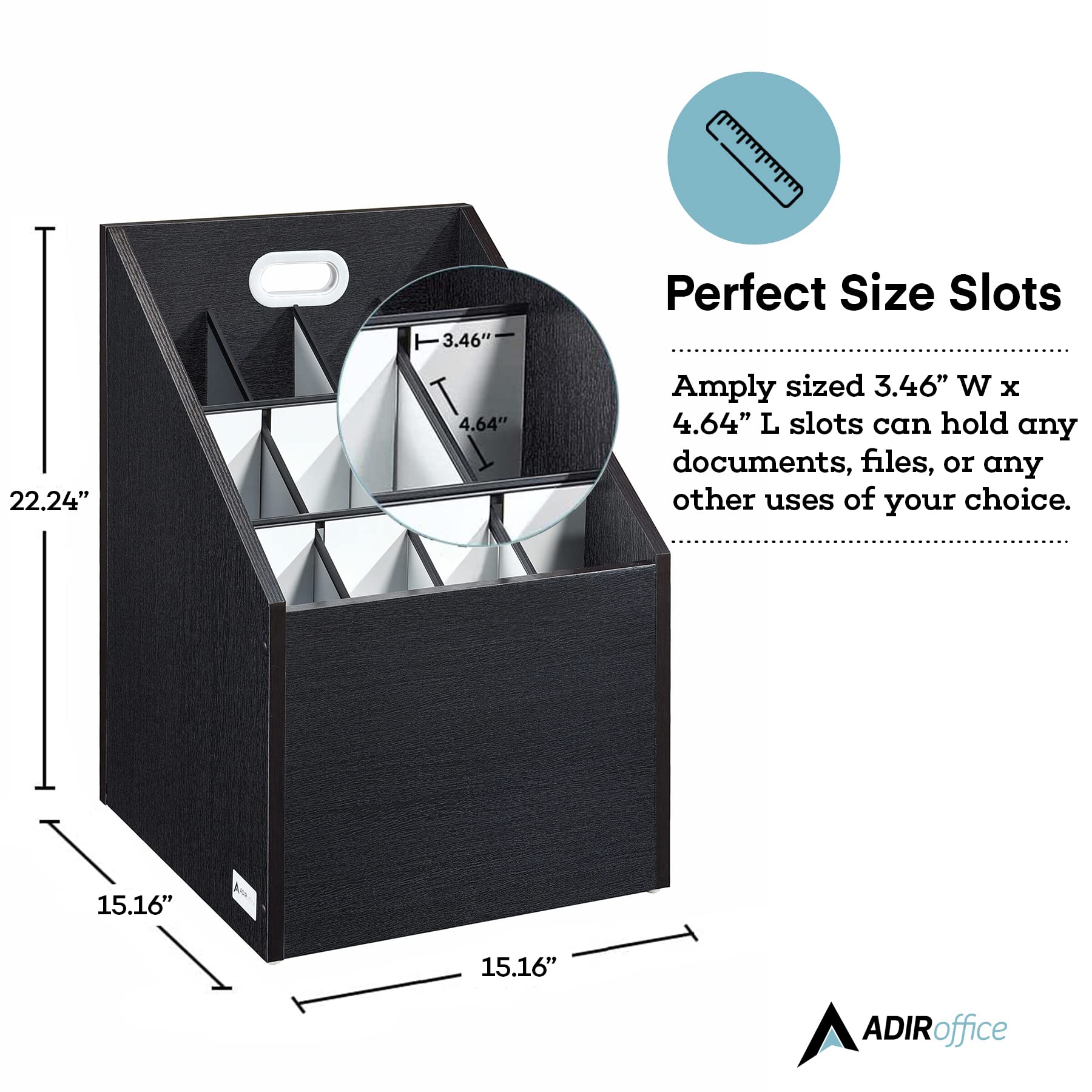 Adir Wooden Blueprint Storage Organizer Cart - Black Plan & Blueprint Holder, Poster & Map Cabinet for Architects, Engineers & Construction Professionals | Perfect for Office, Studio & Job Site Organization