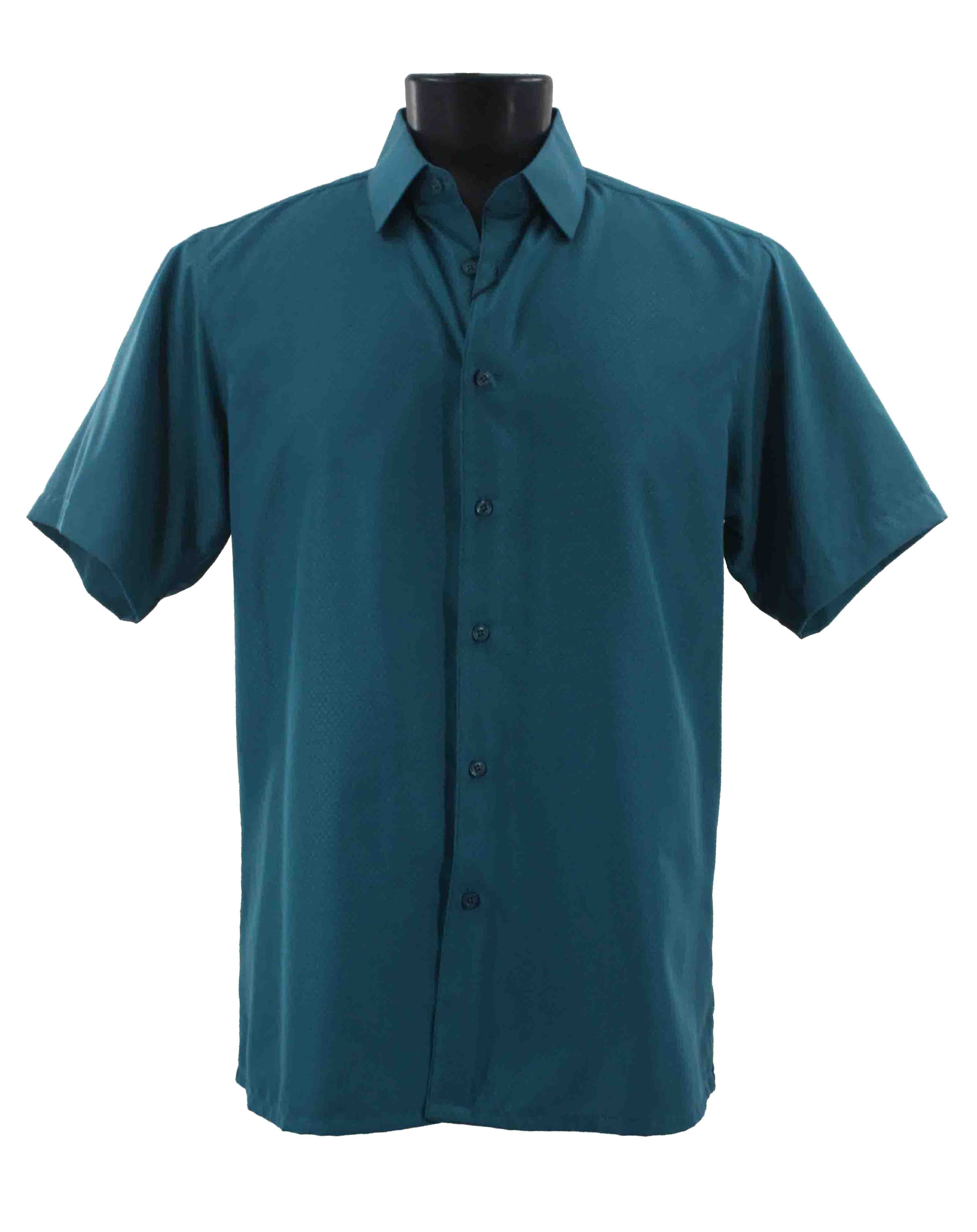 Bassiri Men's Short Sleeve Casual Shirt - Breathable Cotton Teal T-Shirt B2026 | Perfect for Summer Outfits, Beach Wear & Casual Daily Style