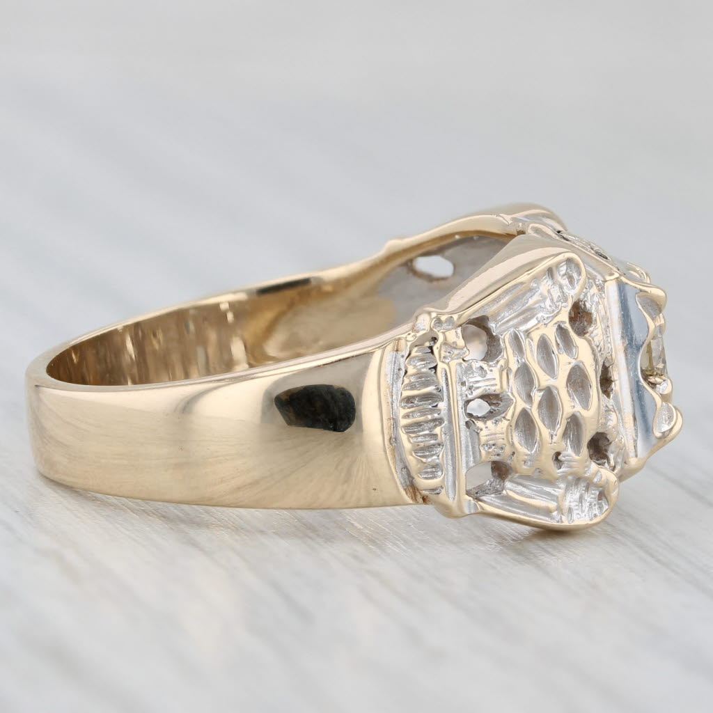 0.20ctw Diamond 32nd Degree Eagle Ring - 10k Yellow Gold Masonic Signet Ring for Men - Size 9.75 - Perfect for Freemason Ceremonies & Special Occasions